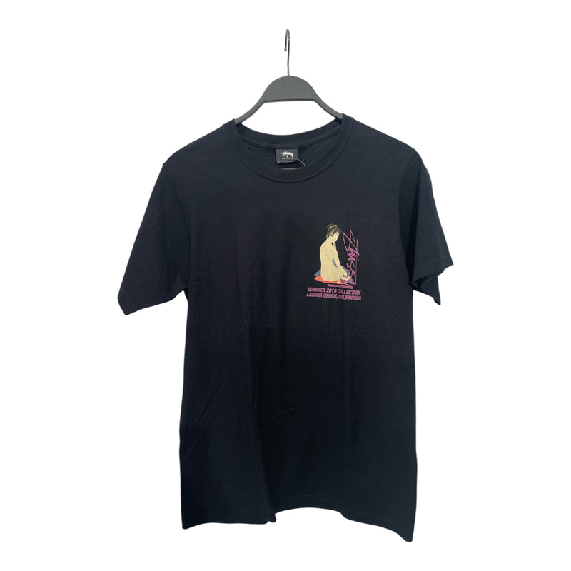 STUSSY/T-Shirt/S/Black/Cotton/