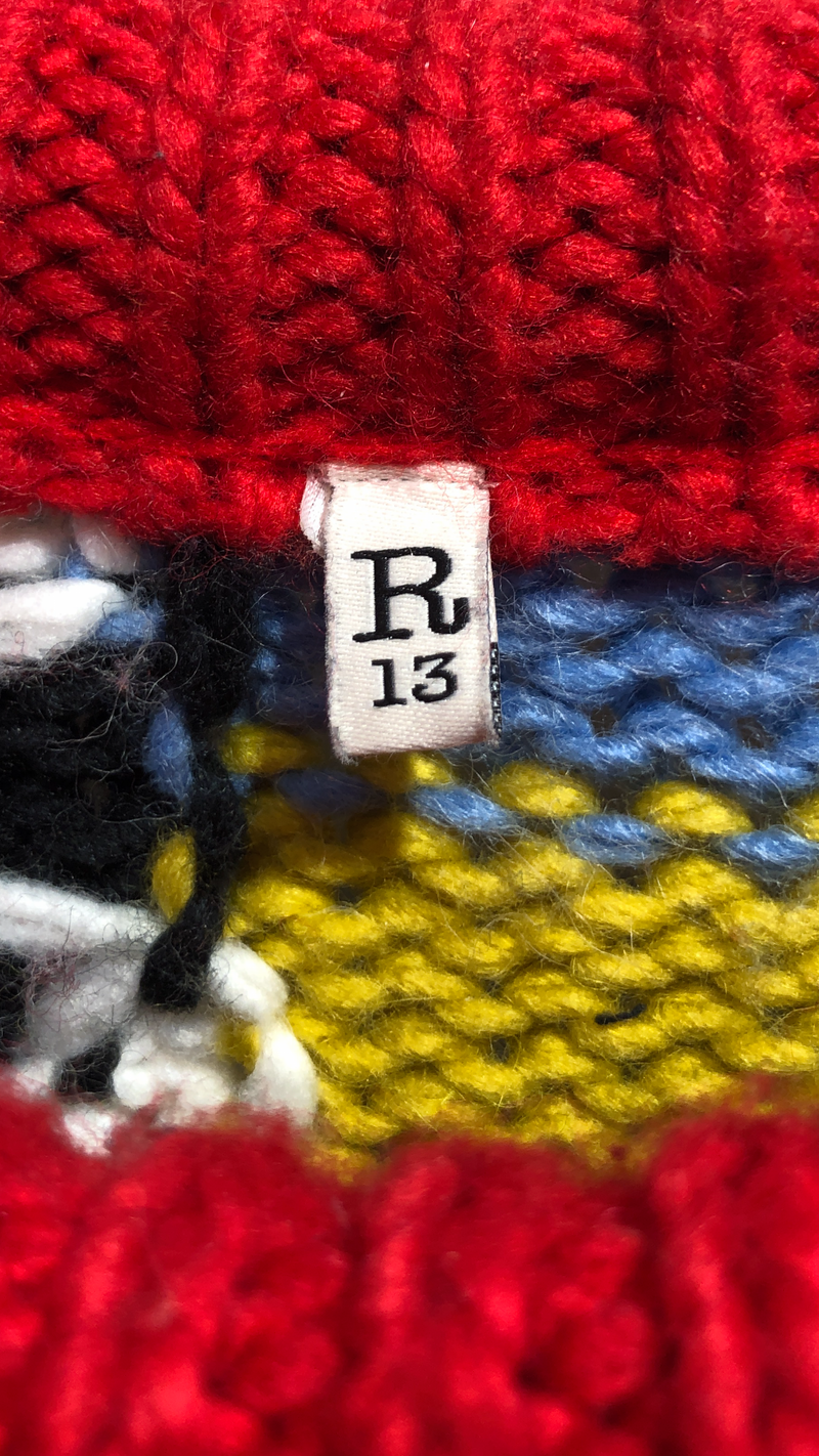 R13/Sweater/S/All Over Print/Polyester/RED/