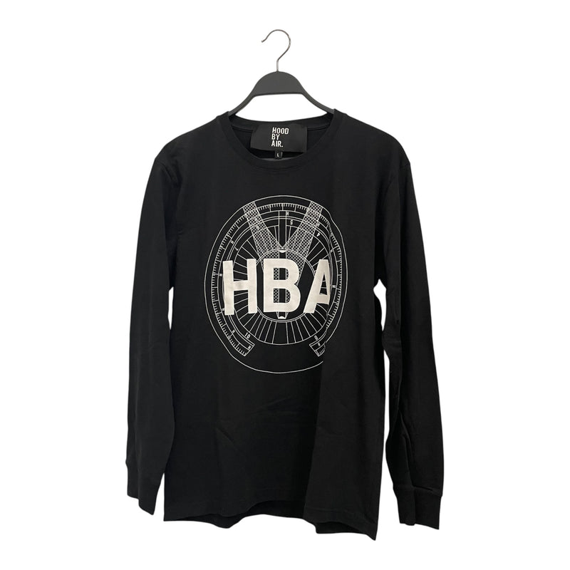 HOOD BY AIR./LS T-Shirt/L/Cotton/BLK/COMPASS GRAPHIC