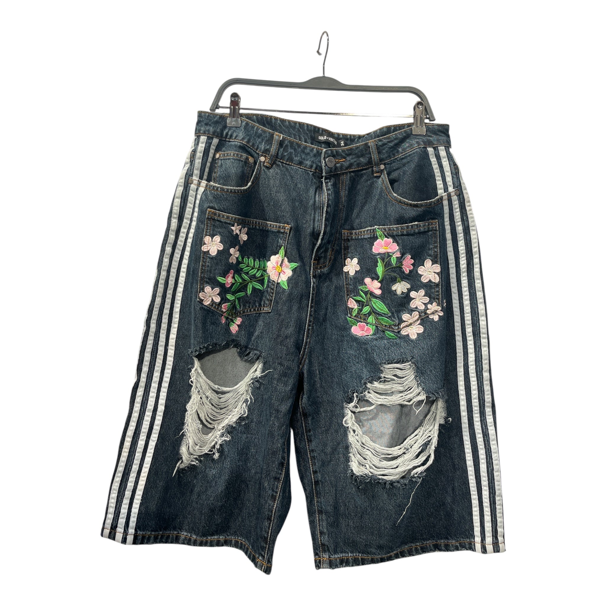 GV GALLERY/Shorts/34/Cotton/BLU/Graphic/CHERRY BLOSSOM WITH STRIPES view 1