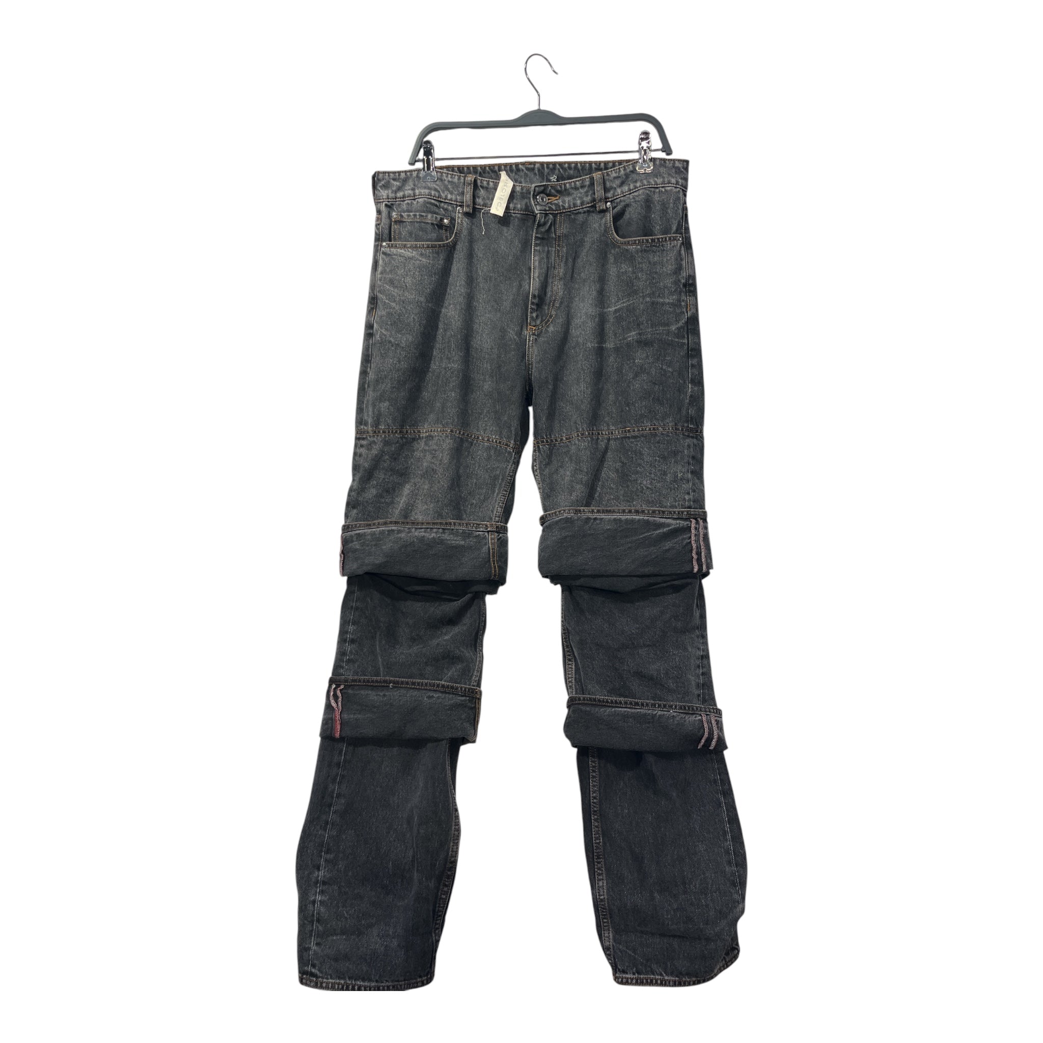 Y/PROJECT/Pants/34/Cotton/BLK/PANEL DETAIL DARK WASH view 1