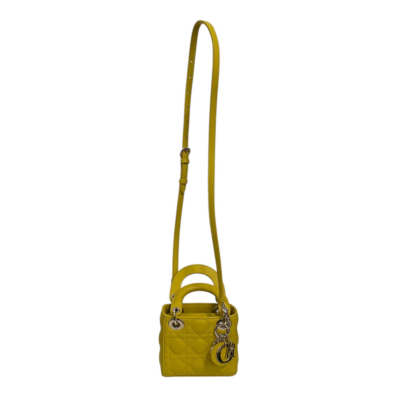 Christian Dior/Bag/Leather/YEL/QUILTED LEATHER W CHARM