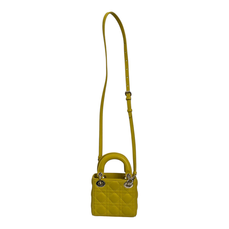 Christian Dior/Bag/Leather/YEL/QUILTED LEATHER W CHARM