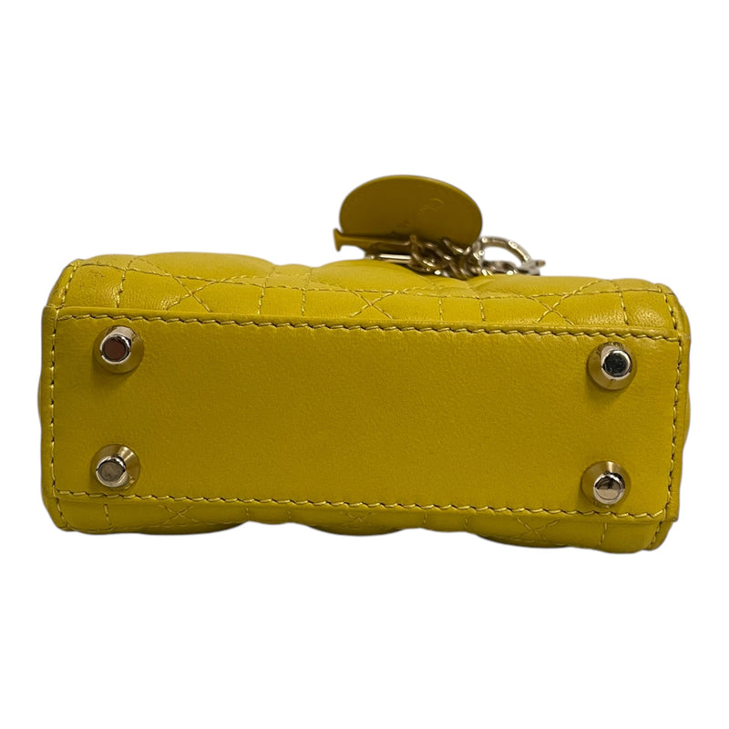 Christian Dior/Bag/Leather/YEL/QUILTED LEATHER W CHARM