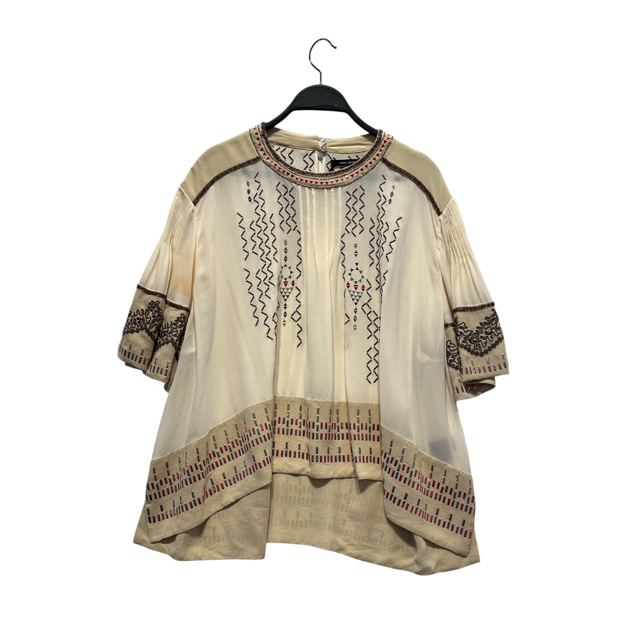 ISABEL MARANT/Blouse/M/Silk/CRM/19A024I GEMS ALL OVER view 1