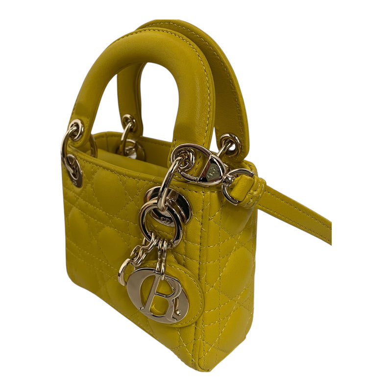 Christian Dior/Bag/Leather/YEL/QUILTED LEATHER W CHARM