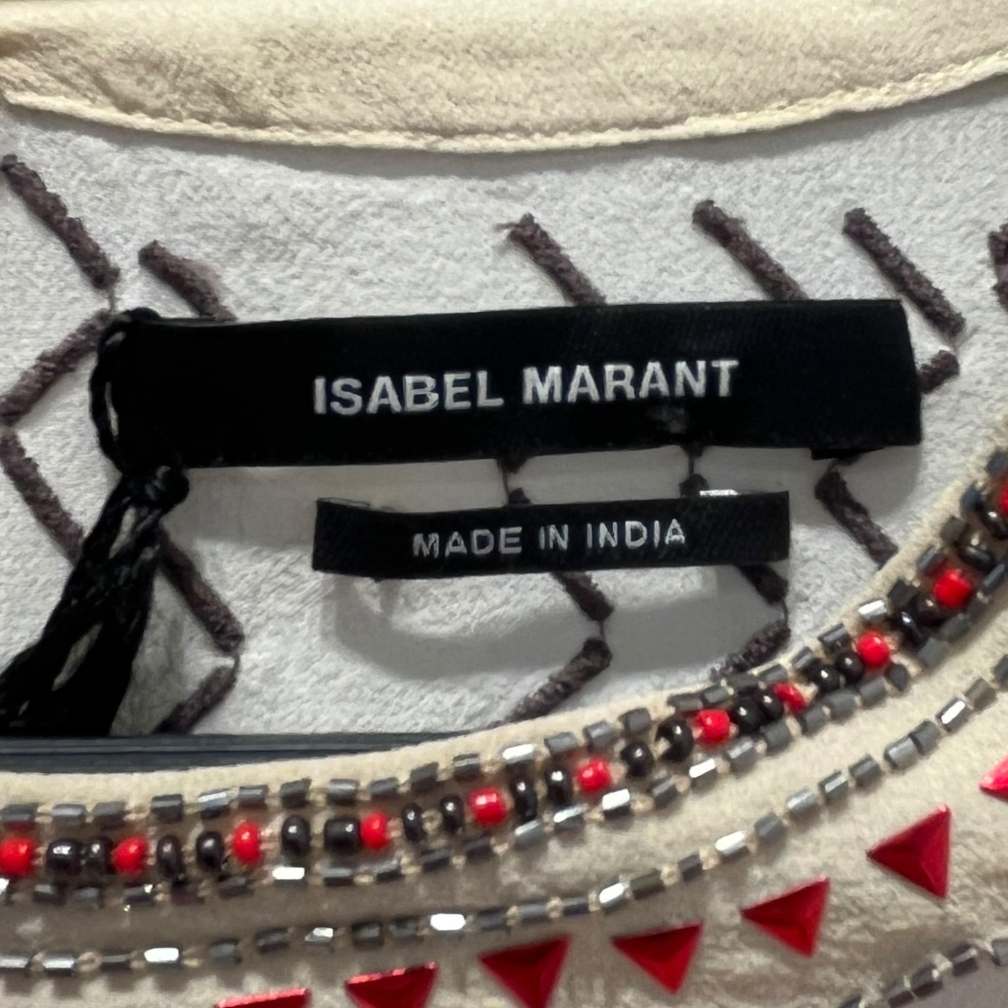 ISABEL MARANT/Blouse/M/Silk/CRM/19A024I GEMS ALL OVER view 3