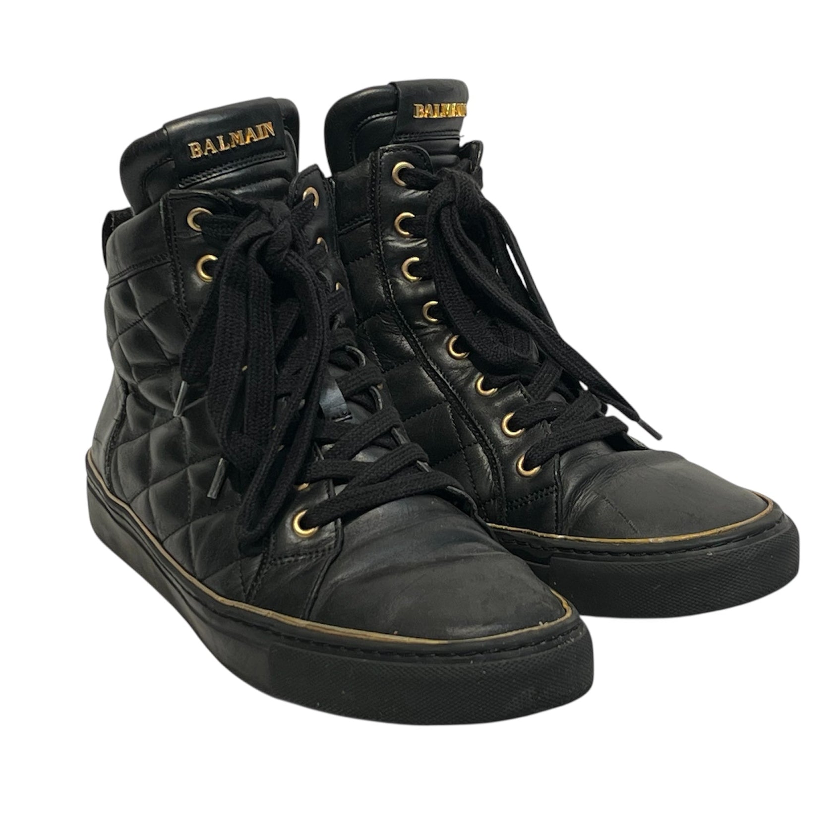 BALMAIN/Hi-Sneakers/US 8/Leather/BLK/ view 1
