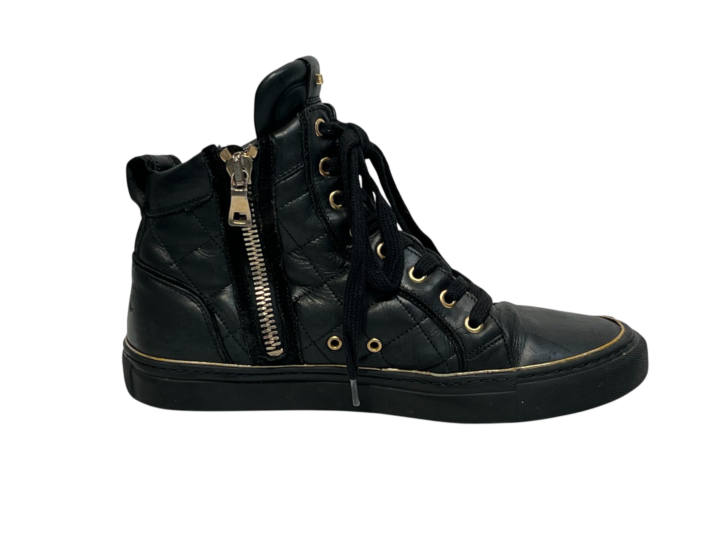 BALMAIN/Hi-Sneakers/US 8/Leather/BLK/ view 3