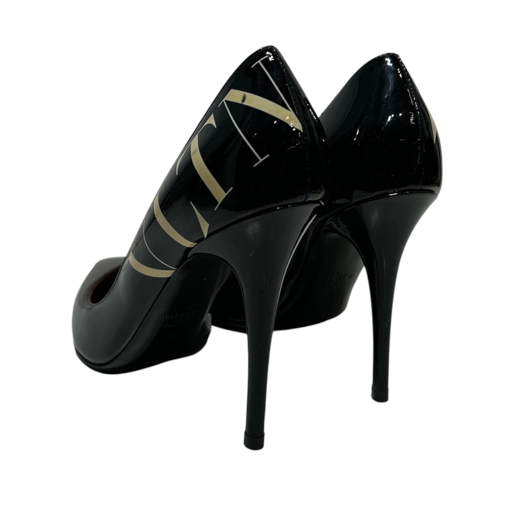 VALENTINO GARAVANI/Heels/EU 37.5/Leather/BLK/back heel print view 2