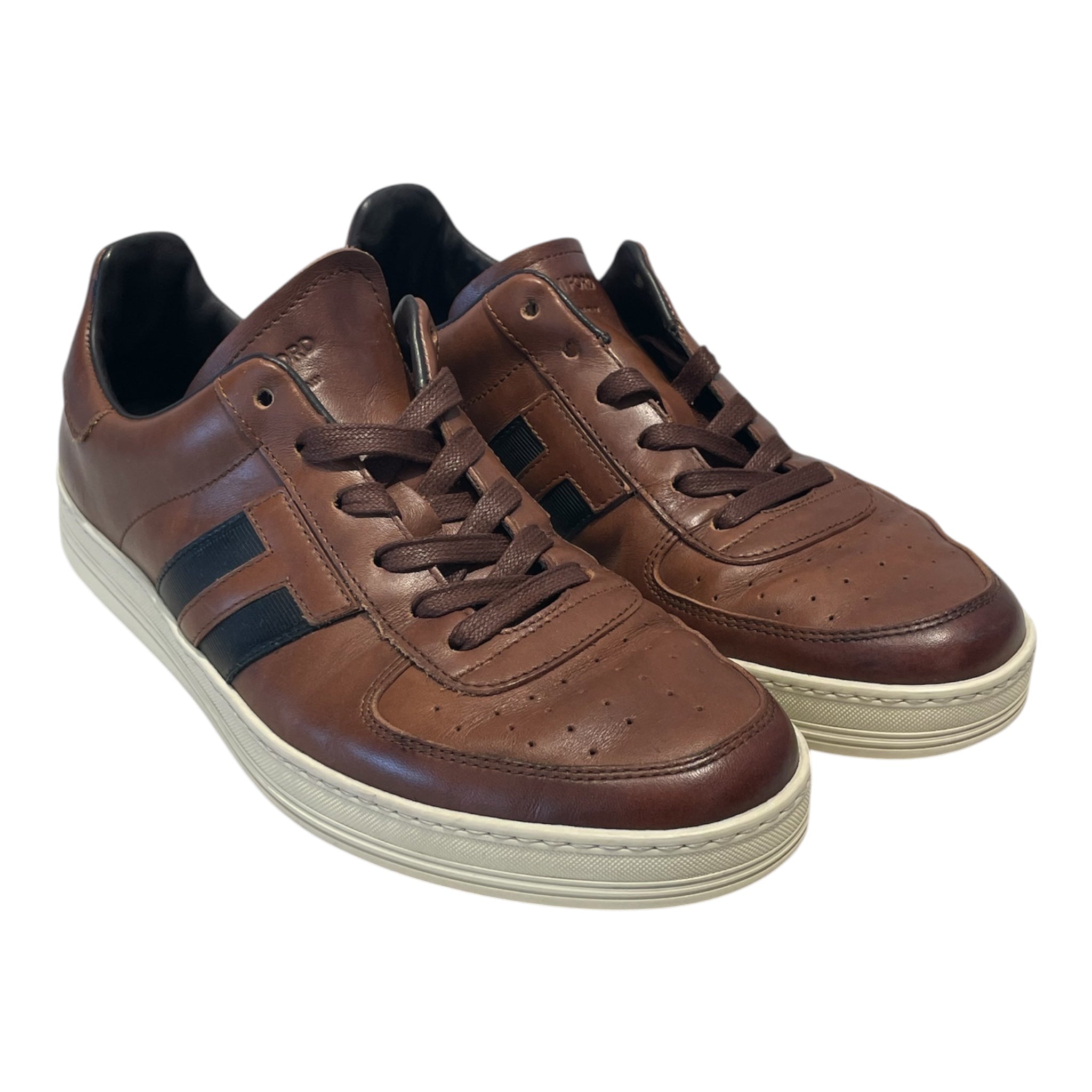 TOM FORD/Low-Sneakers/US 9.5/Leather/BRW/WARWICK BURNISHED SNEAKERS view 1