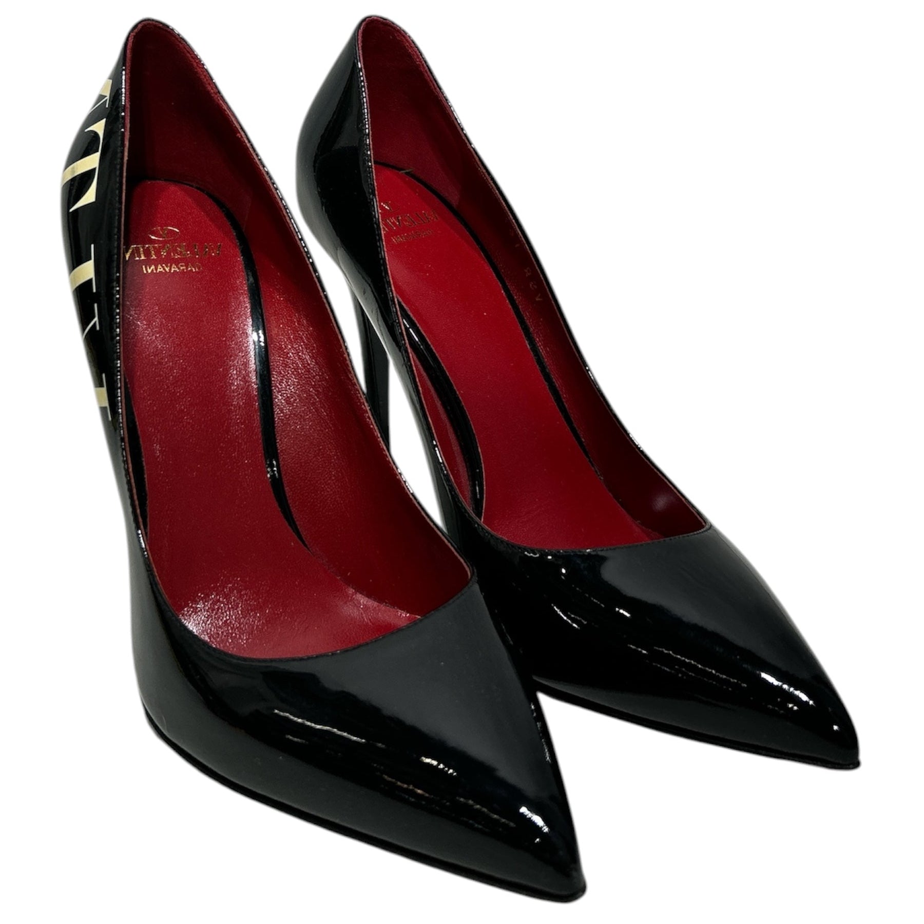 VALENTINO GARAVANI/Heels/EU 37.5/Leather/BLK/back heel print view 1
