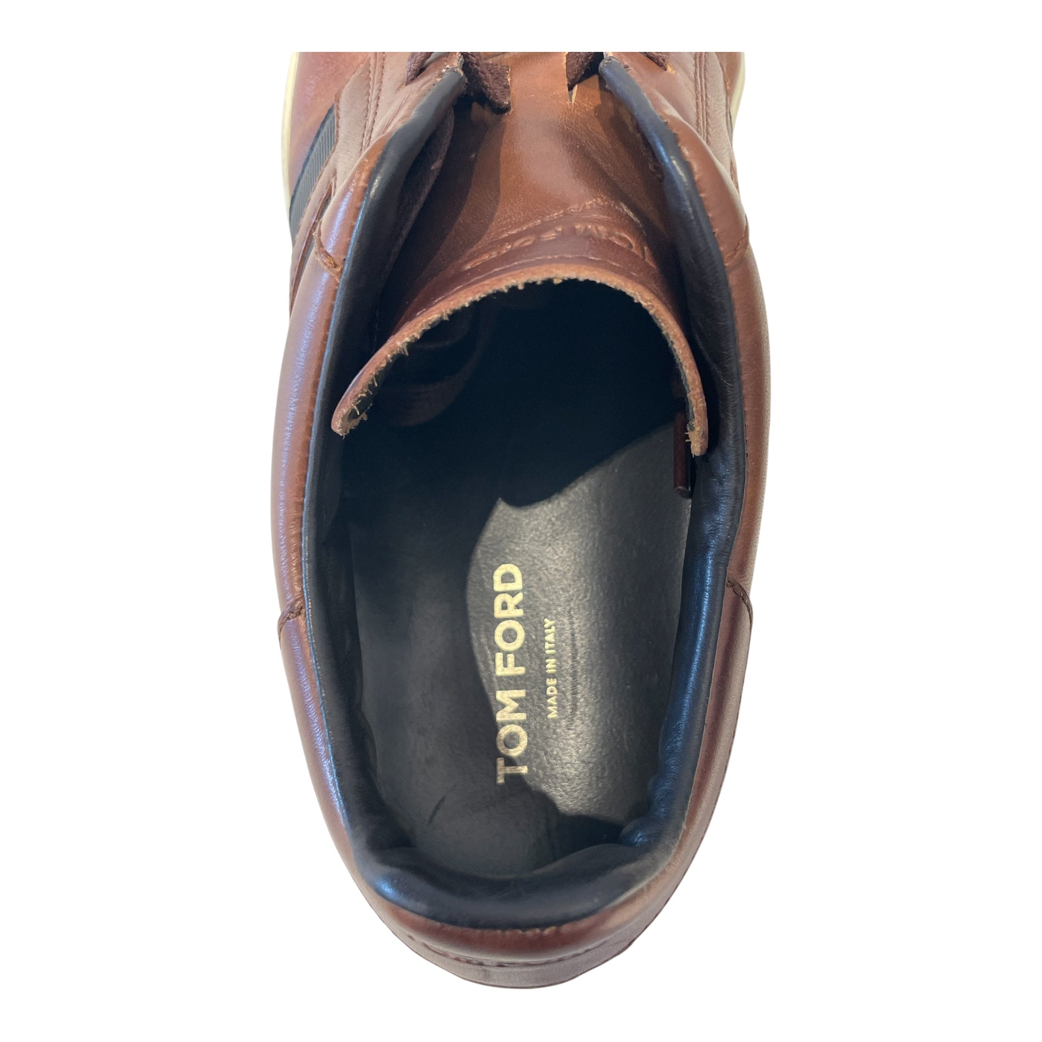 TOM FORD/Low-Sneakers/US 9.5/Leather/BRW/WARWICK BURNISHED SNEAKERS view 3