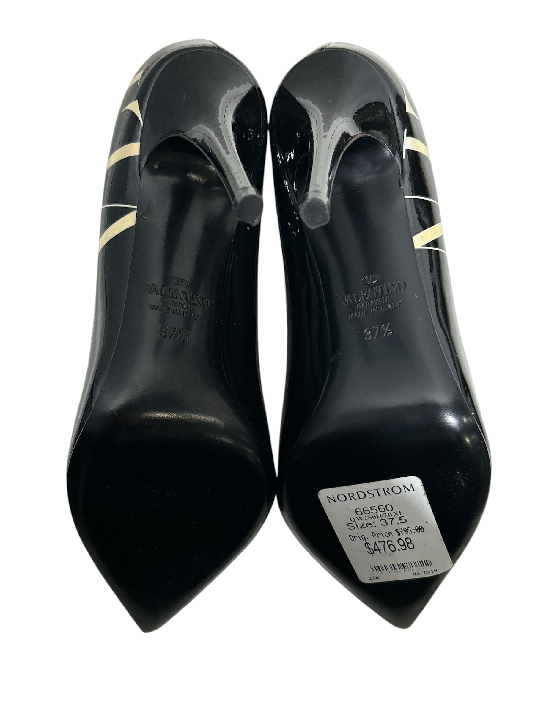 VALENTINO GARAVANI/Heels/EU 37.5/Leather/BLK/back heel print view 4