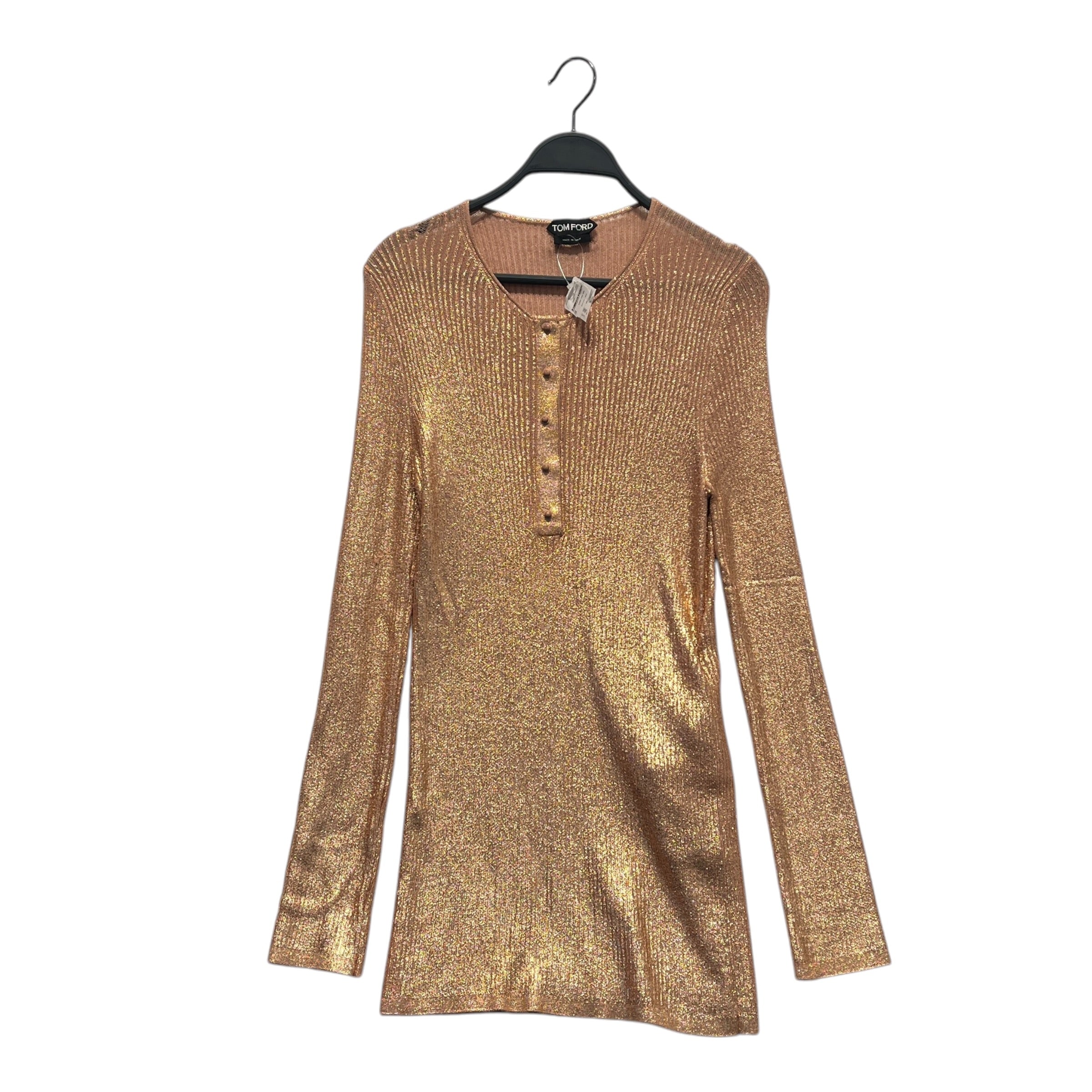 TOM FORD/LS T-Shirt/L/Glitter/Cashmere/PNK/metallic henley view 1