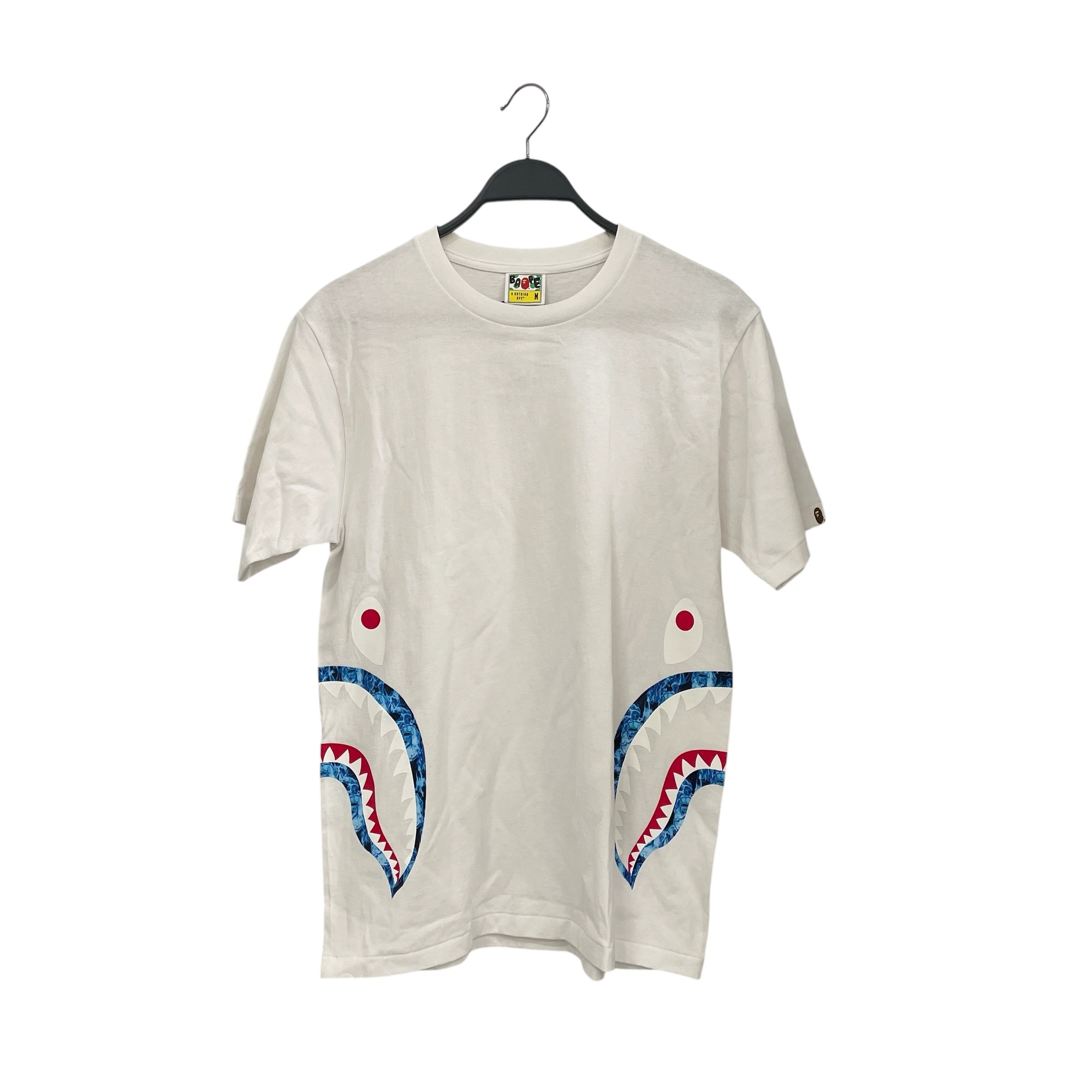 A BATHING APE/T-Shirt/M/Cotton/WHT/Double blue shark view 1