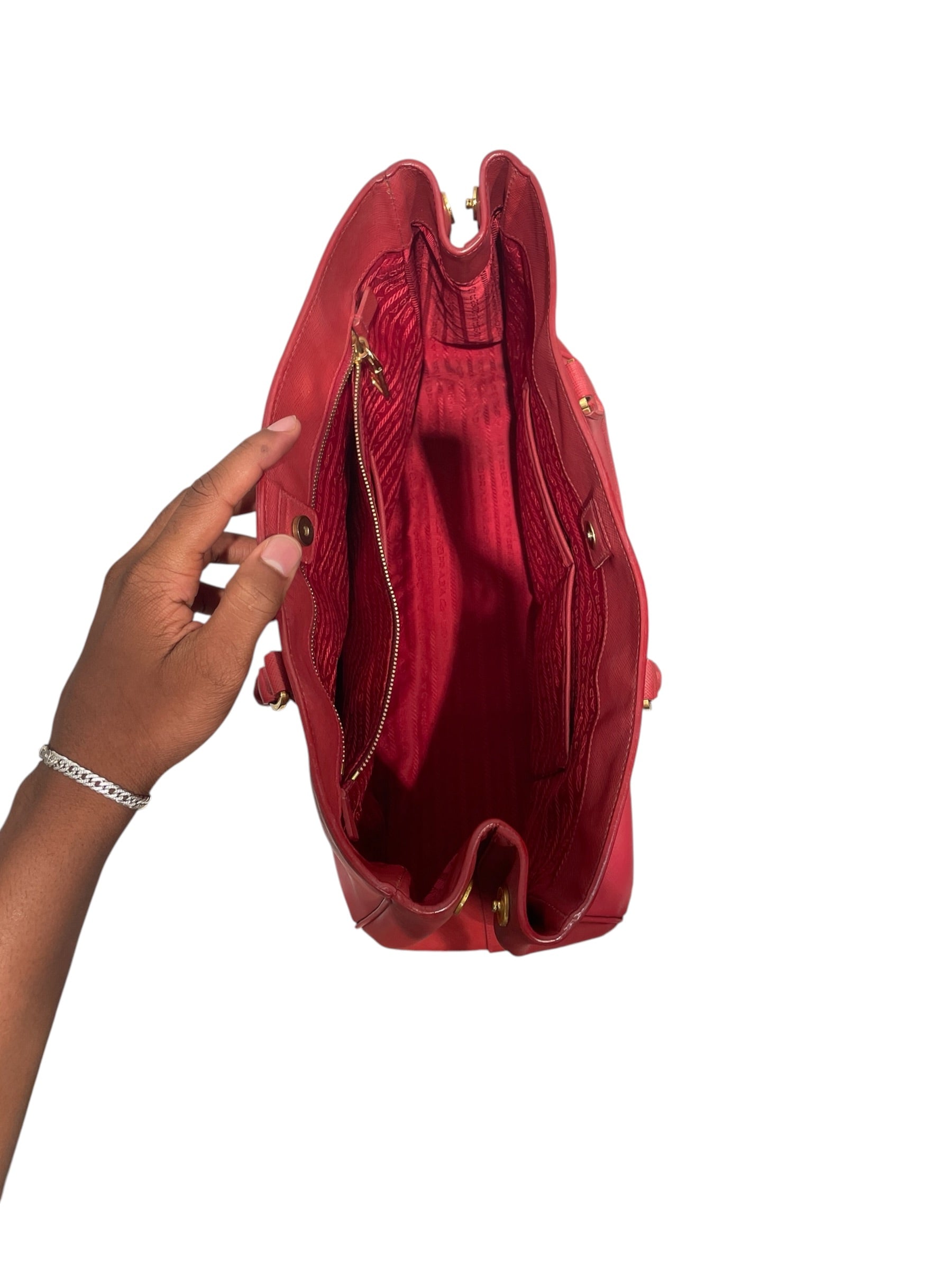 PRADA/Tote Bag/Leather/RED/SAFFIANO TOTE view 3