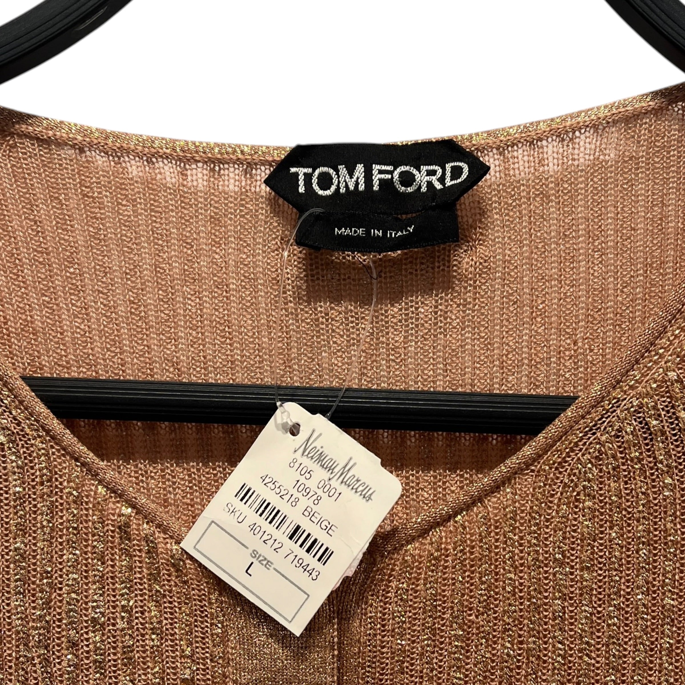 TOM FORD/LS T-Shirt/L/Glitter/Cashmere/PNK/metallic henley view 3