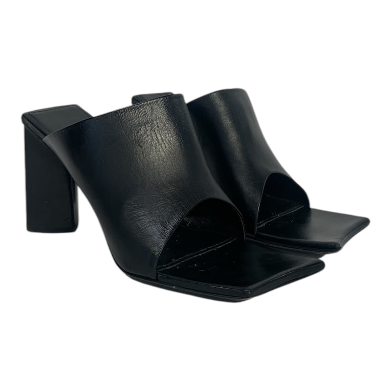 BALENCIAGA/Heels/EU 38/Leather/BLK/OPEN TOED MULE