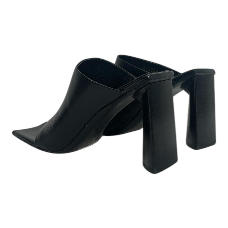BALENCIAGA/Heels/EU 38/Leather/BLK/OPEN TOED MULE