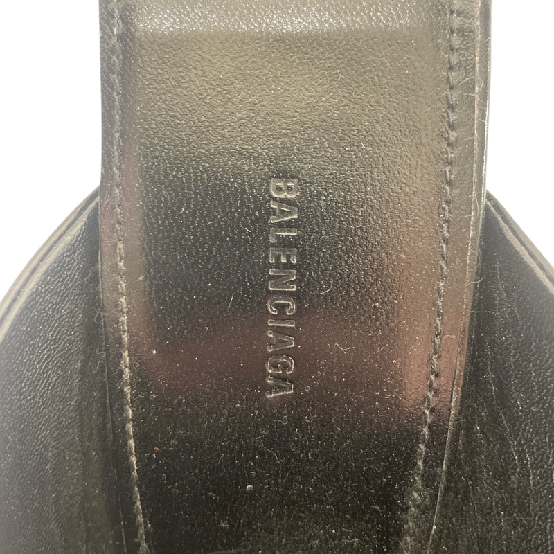 BALENCIAGA/Heels/EU 38/Leather/BLK/OPEN TOED MULE
