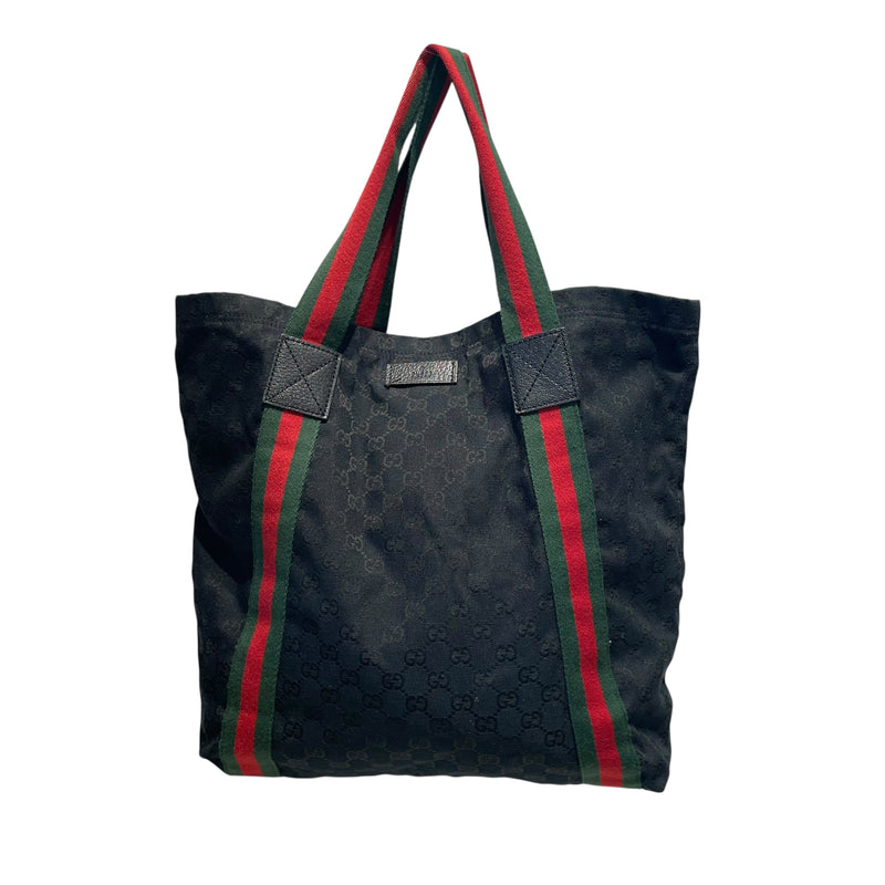 GUCCI/Hand Bag/Cotton/BLK/gg canvas top handie bag