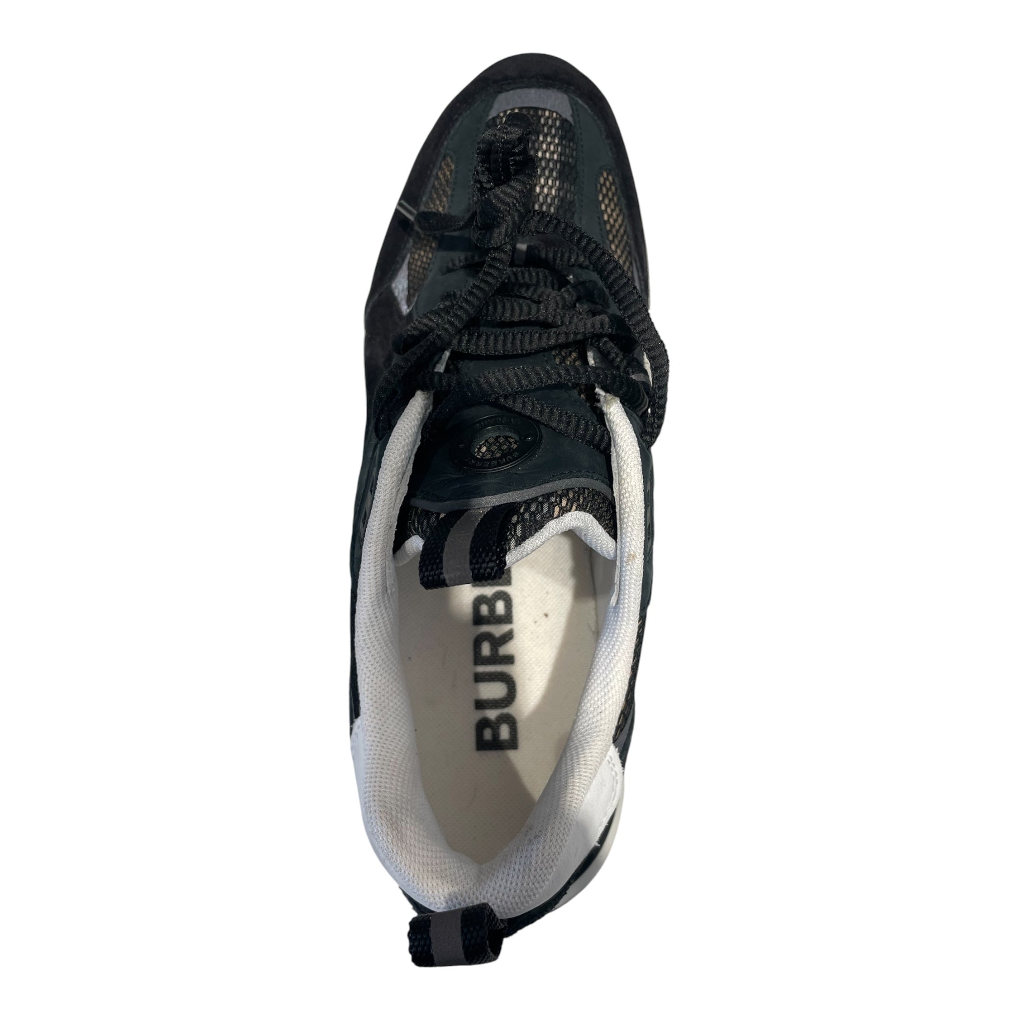 BURBERRY LONDON/Low-Sneakers/US 9/Suede/BLK/embossed check mesh view 3
