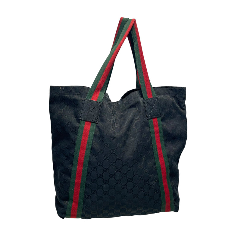 GUCCI/Hand Bag/Cotton/BLK/gg canvas top handie bag