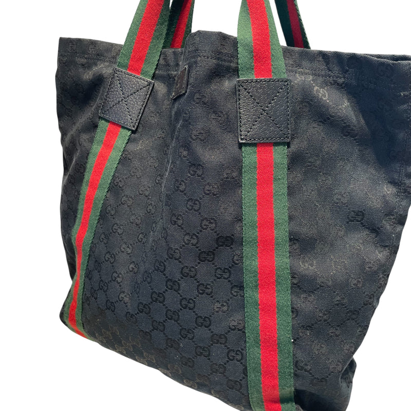 GUCCI/Hand Bag/Cotton/BLK/gg canvas top handie bag