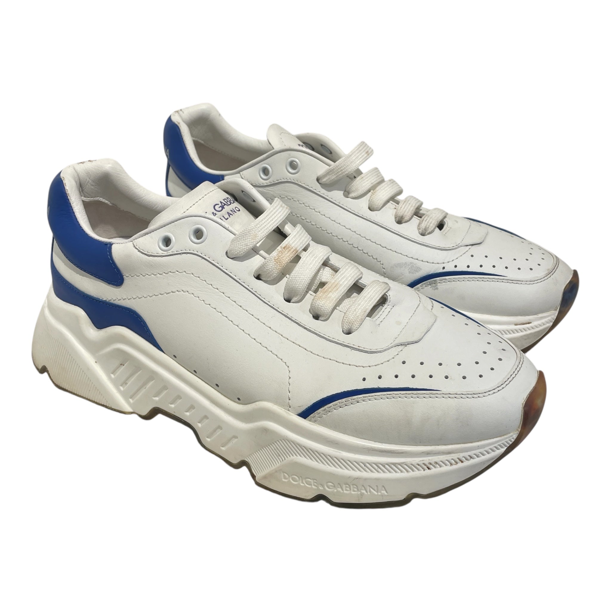 DOLCE&GABBANA/Low-Sneakers/UK 9/Leather/WHT/Daymaster White/Blue view 1