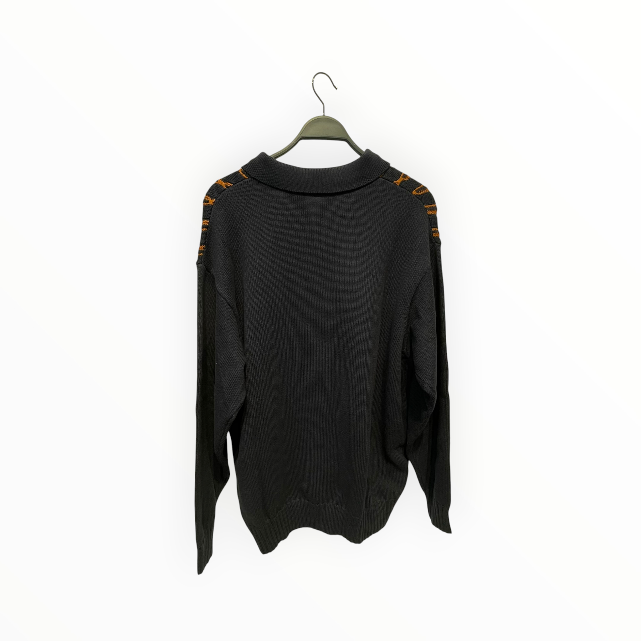 Malbon(MALBON GOLF)/Heavy Sweater/XL/Stripe/Cotton/NVY/QUATER ZIP ORANGE PATTERN view 2