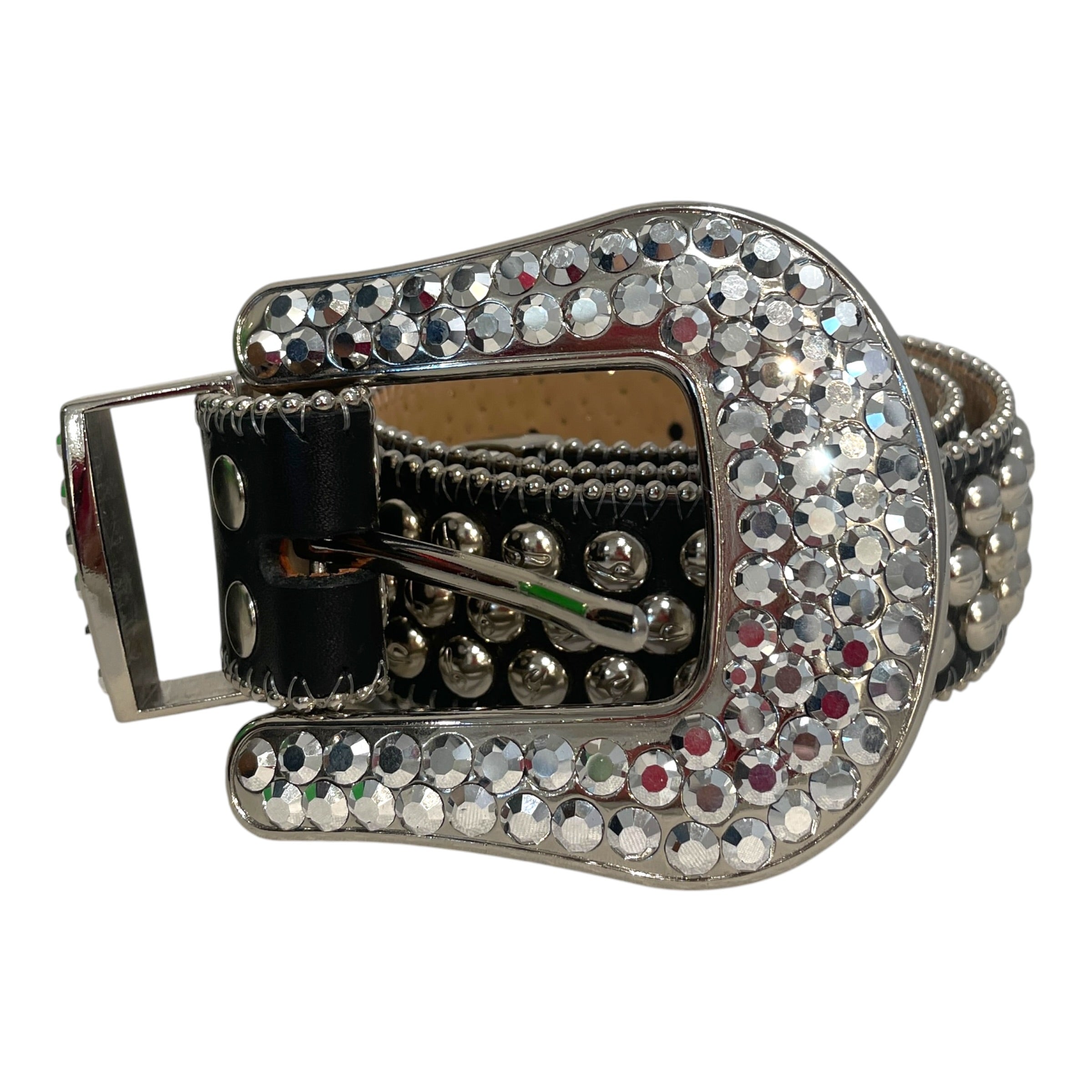 b.b.simon/Belt/All Over Print/Leather/BLK/Studded Western Belt view 1