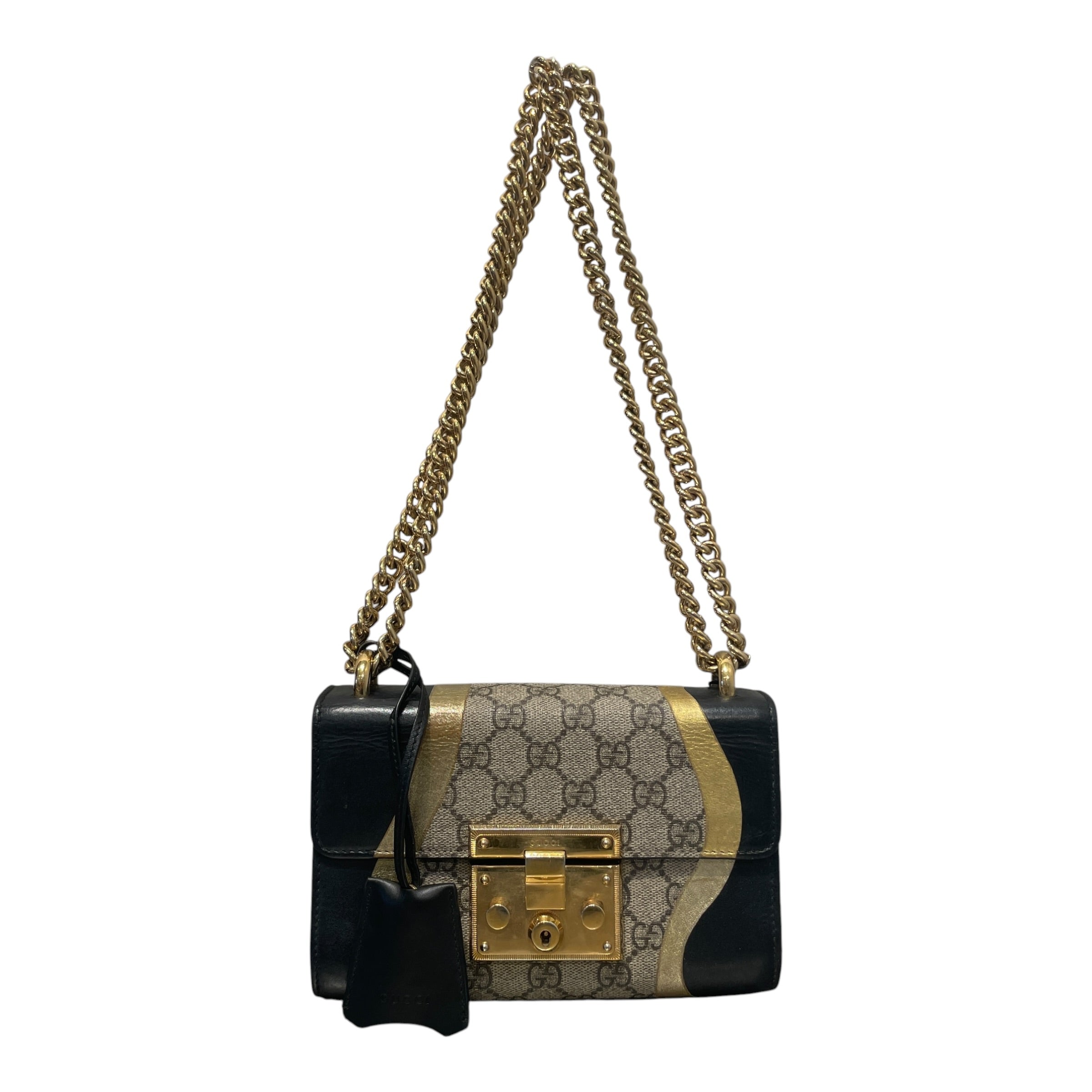 GUCCI/Cross Body Bag/Monogram/Leather/NVY/Padlock GG Supreme view 1