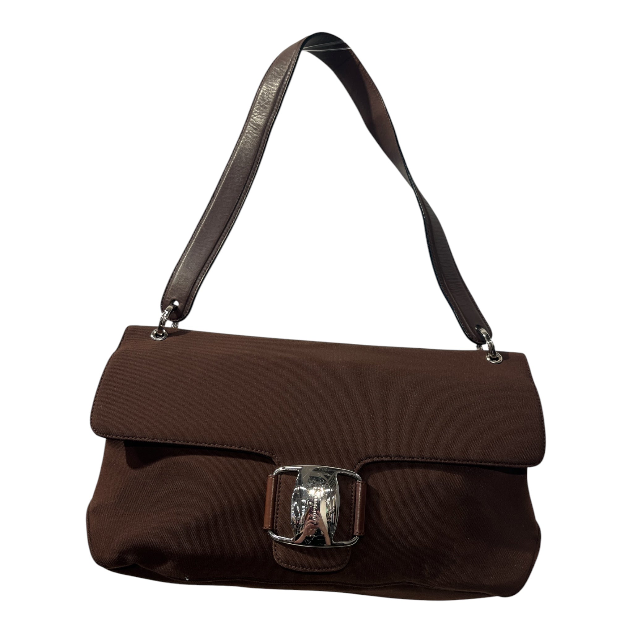 Salvatore Ferragamo/Hand Bag/Cotton/BRW/GANCIO SILVER BUCKLE view 1