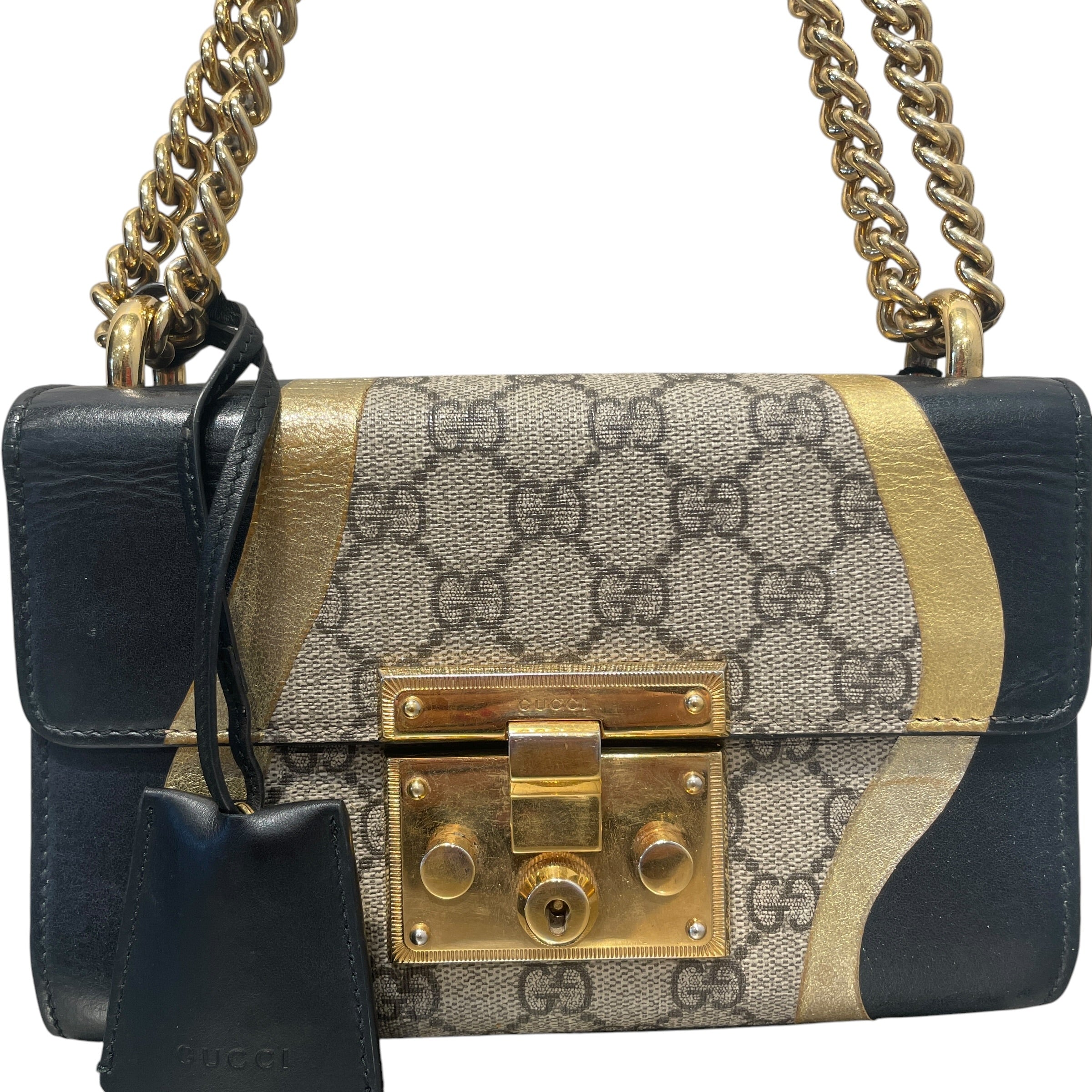 GUCCI/Cross Body Bag/Monogram/Leather/NVY/Padlock GG Supreme view 2