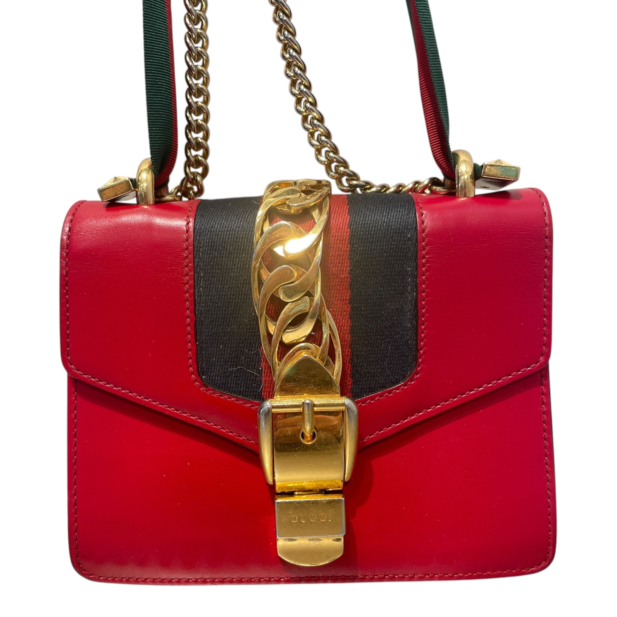 GUCCI/Cross Body Bag/Leather/RED/Sylvie Mini Chain view 2