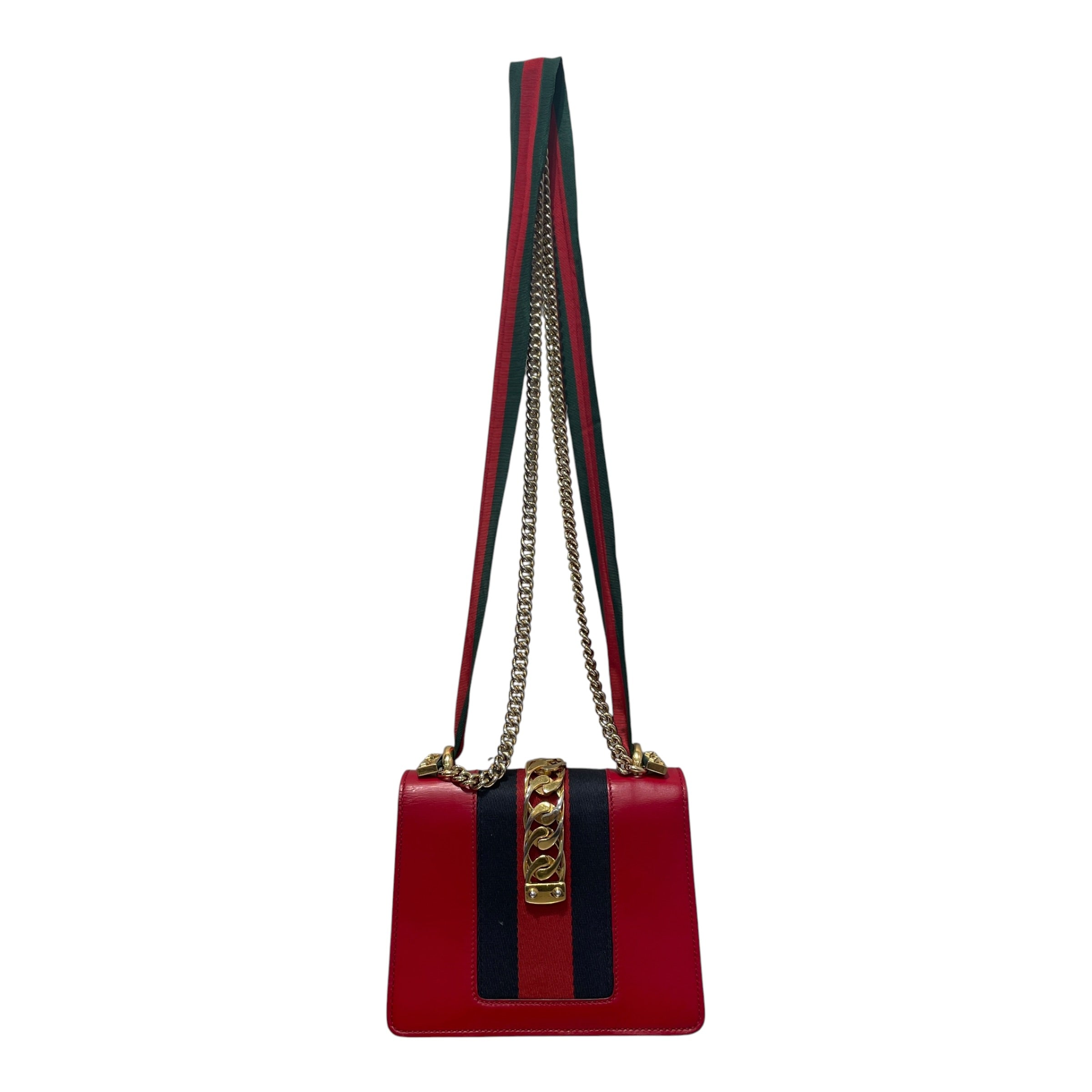 GUCCI/Cross Body Bag/Leather/RED/Sylvie Mini Chain view 4