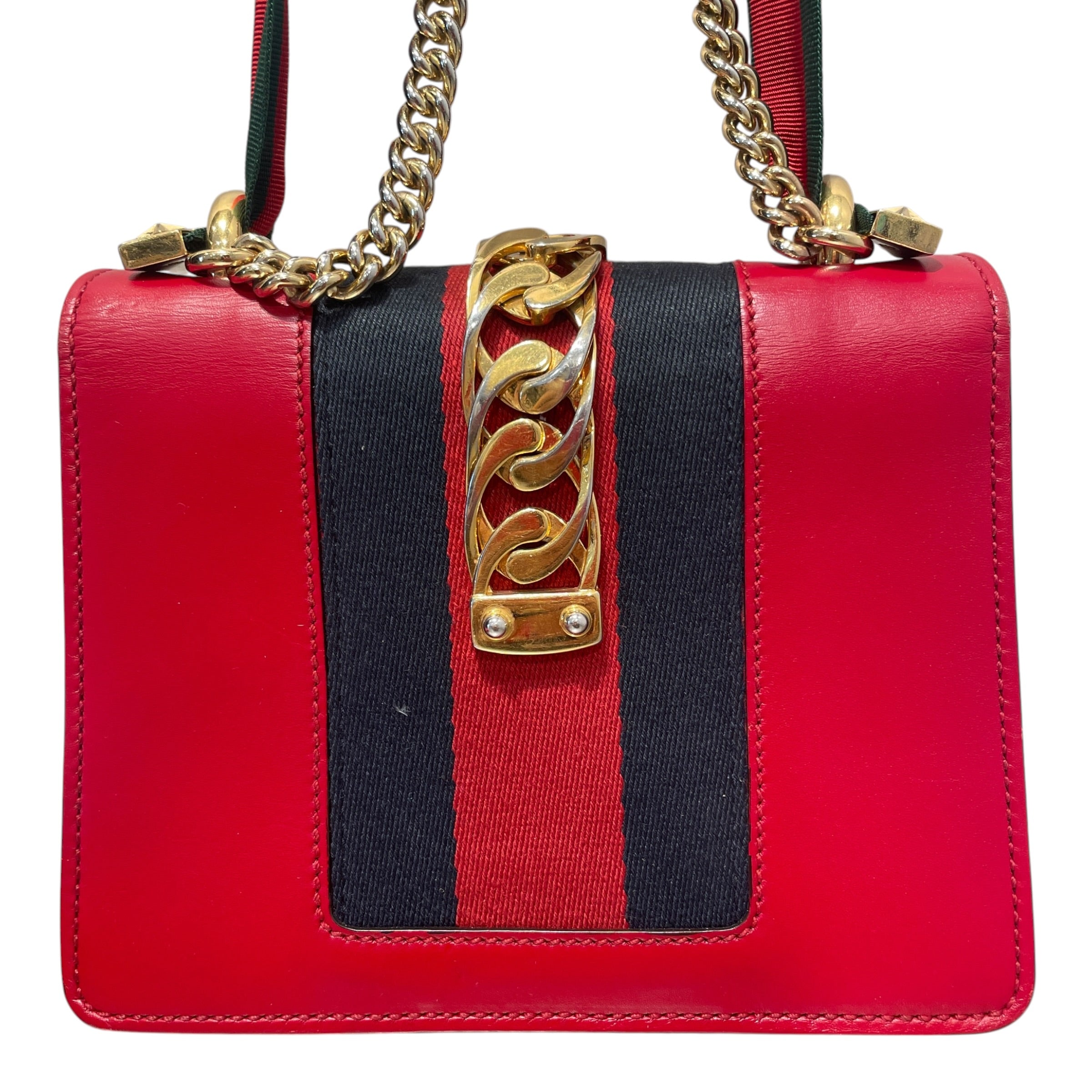 GUCCI/Cross Body Bag/Leather/RED/Sylvie Mini Chain view 5