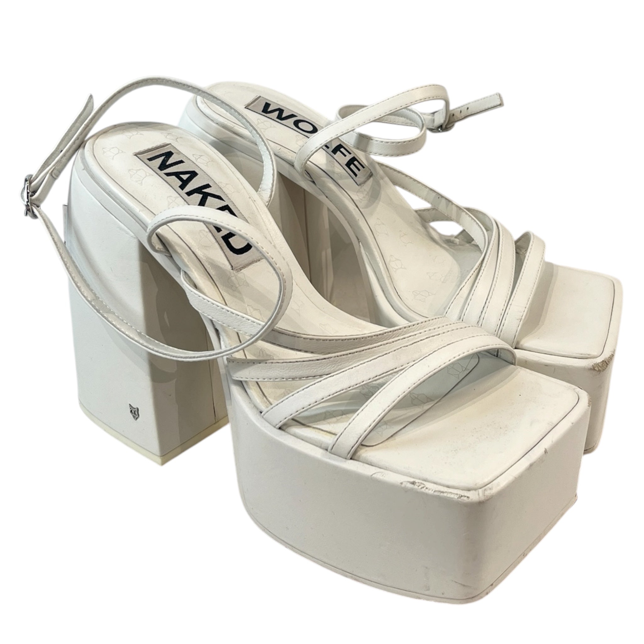 NAKED WOLFE/Heels/EU 39/Leather/WHT/CHUNKY HEEL/STRAPPY view 1
