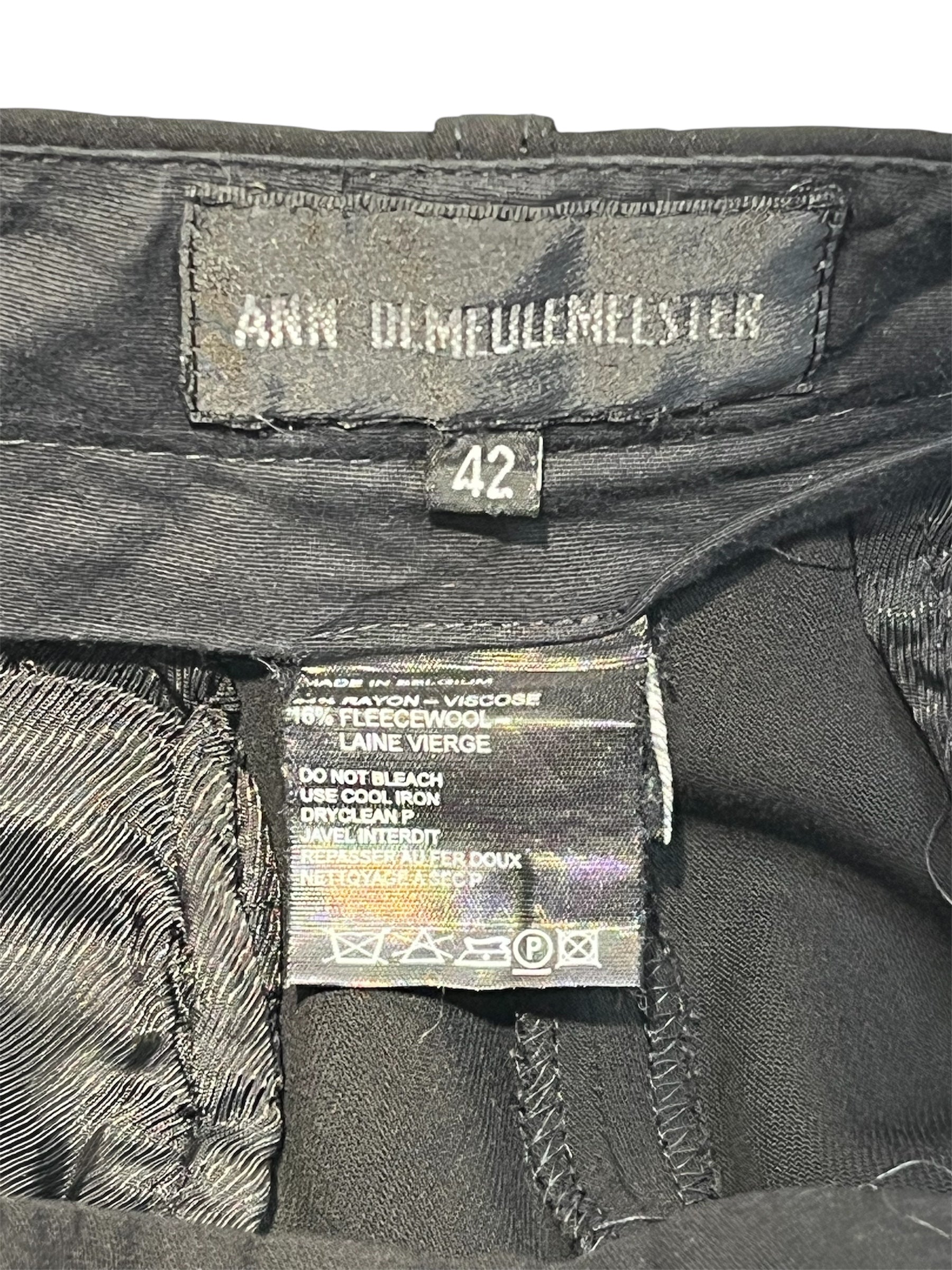 ANN DEMEULEMEESTER/Cropped Pants/42/Cotton/BLK/ view 3