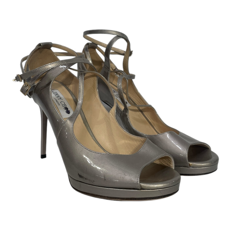 JIMMY CHOO/Heels/EU 39.5/SLV/Ankle Strap/