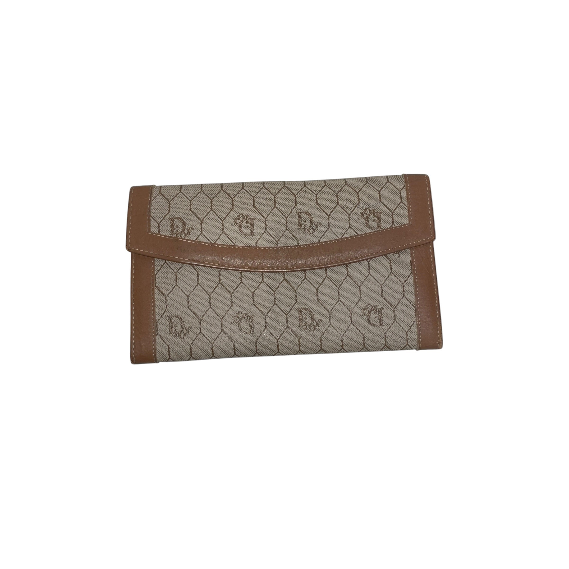 Christian Dior/Wallet/Monogram/Leather/BEG/L's/VINTAGE HONEYCOMB CANVAS view 1