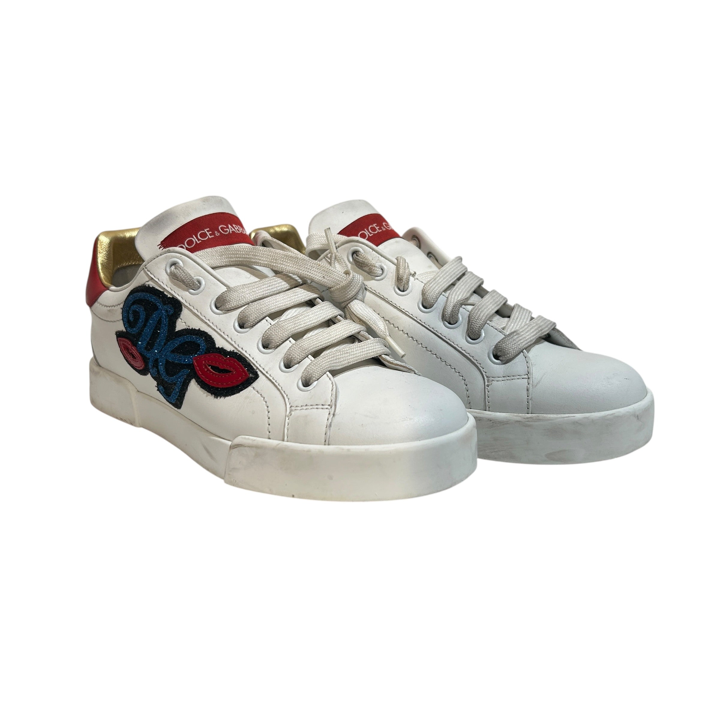DOLCE&GABBANA/Low-Sneakers/EU 37/Leather/WHT/portifino dg lip sneaker view 1