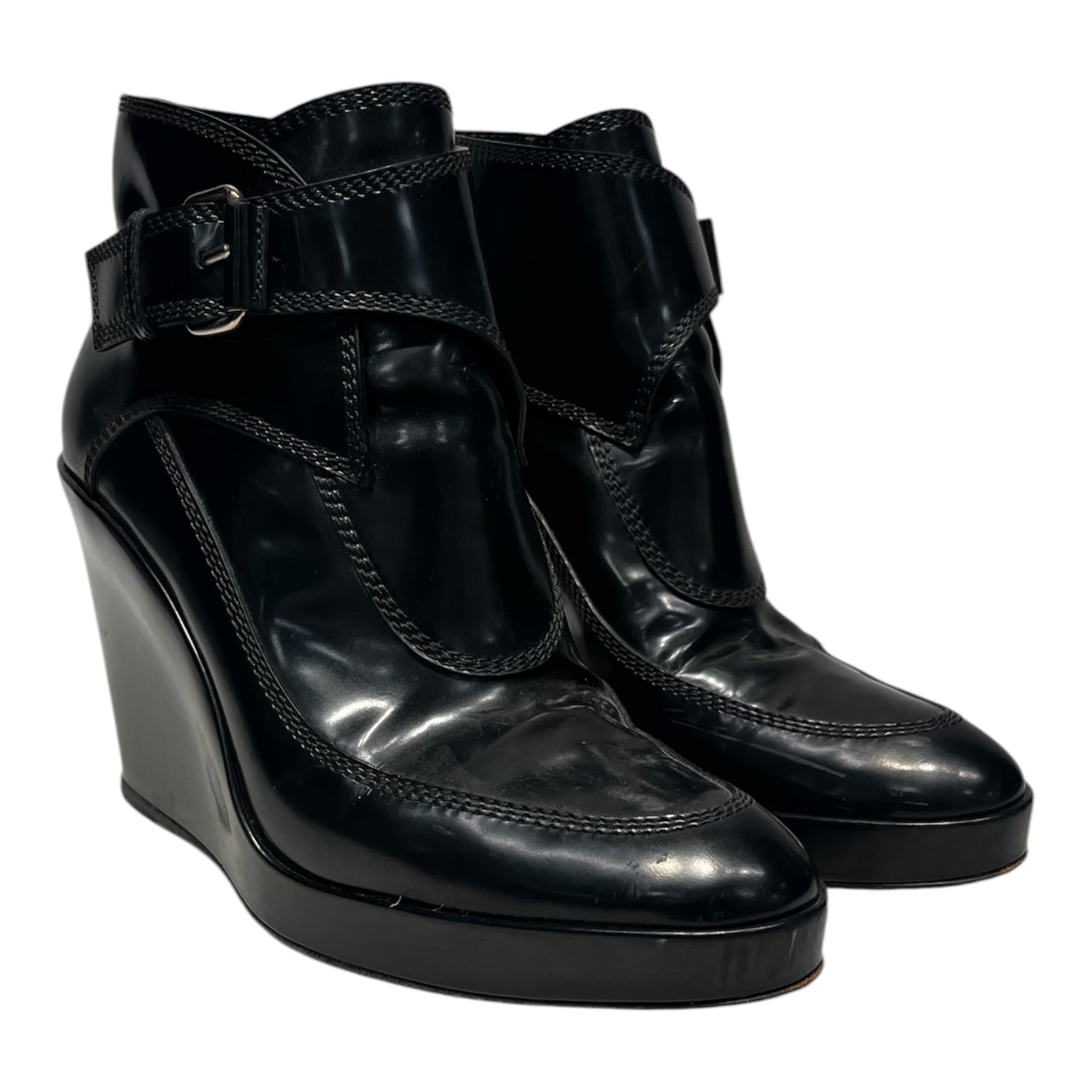 BALENCIAGA/Ankle Boots/EU 40/Leather/BLK/WEDGE BUCKLE SNEAKER view 1