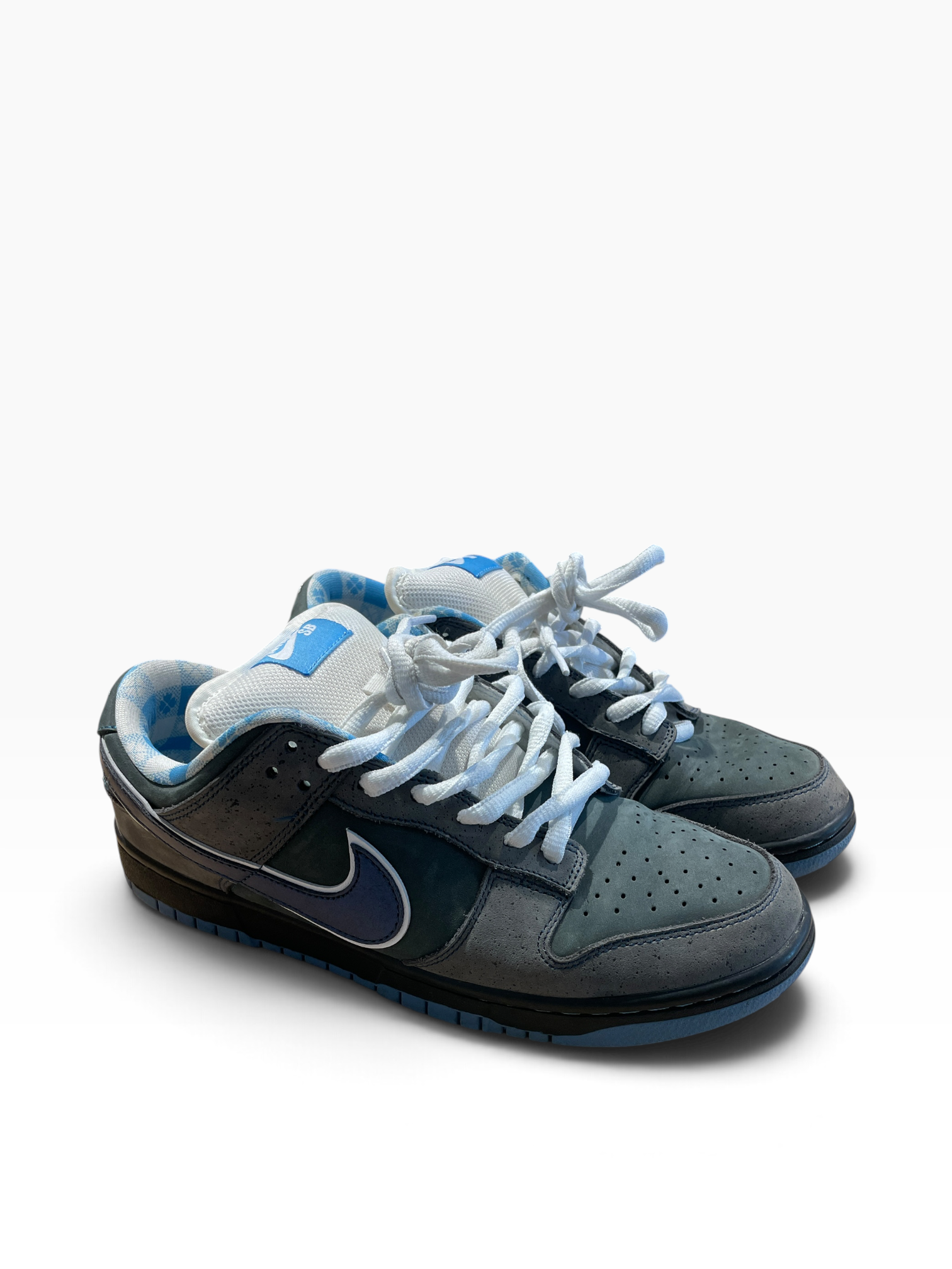 NIKE/Low-Sneakers/US 9.5/Cotton/GRY/Plaid Interior WHT Laces view 1