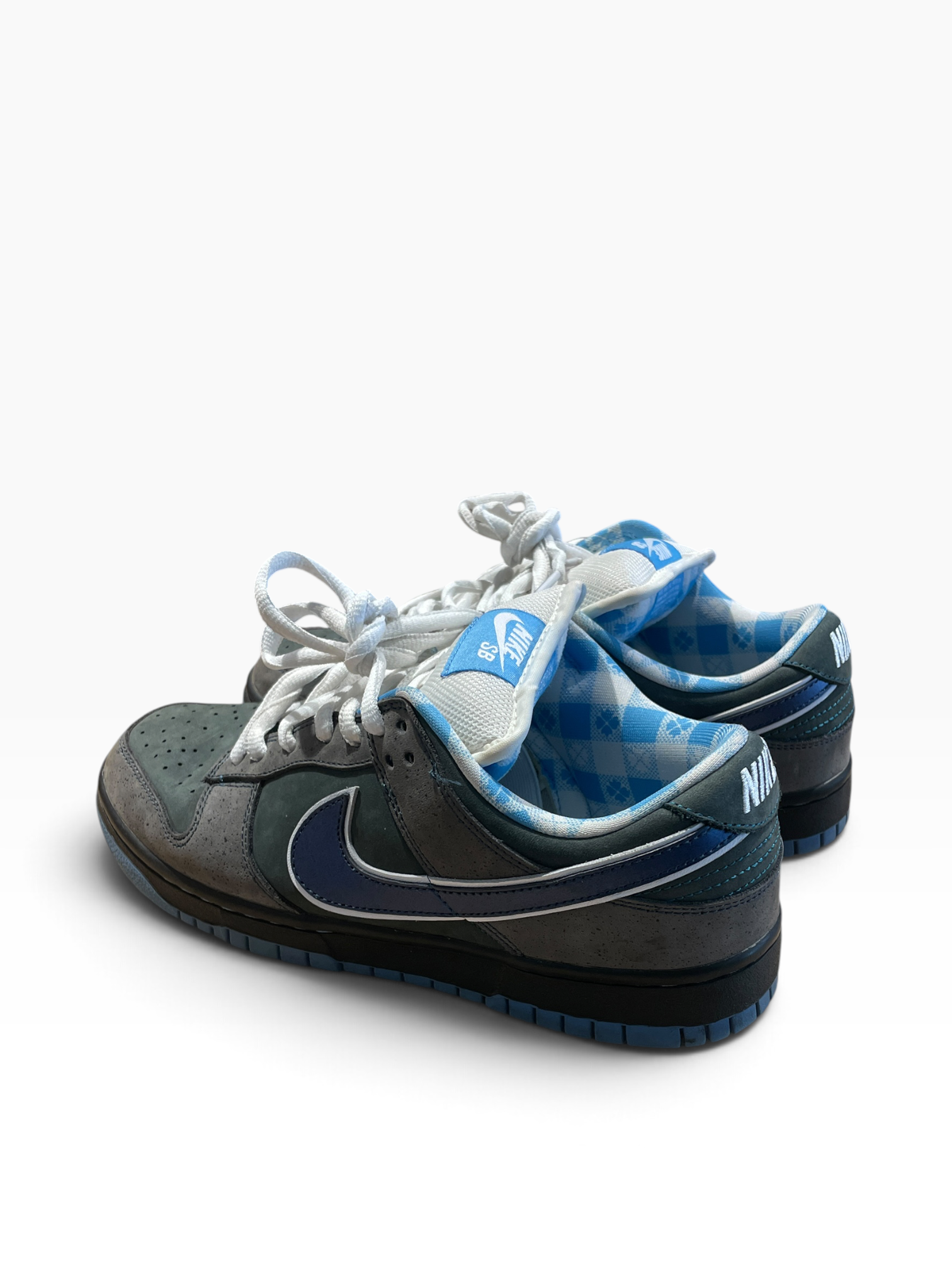 NIKE/Low-Sneakers/US 9.5/Cotton/GRY/Plaid Interior WHT Laces view 2