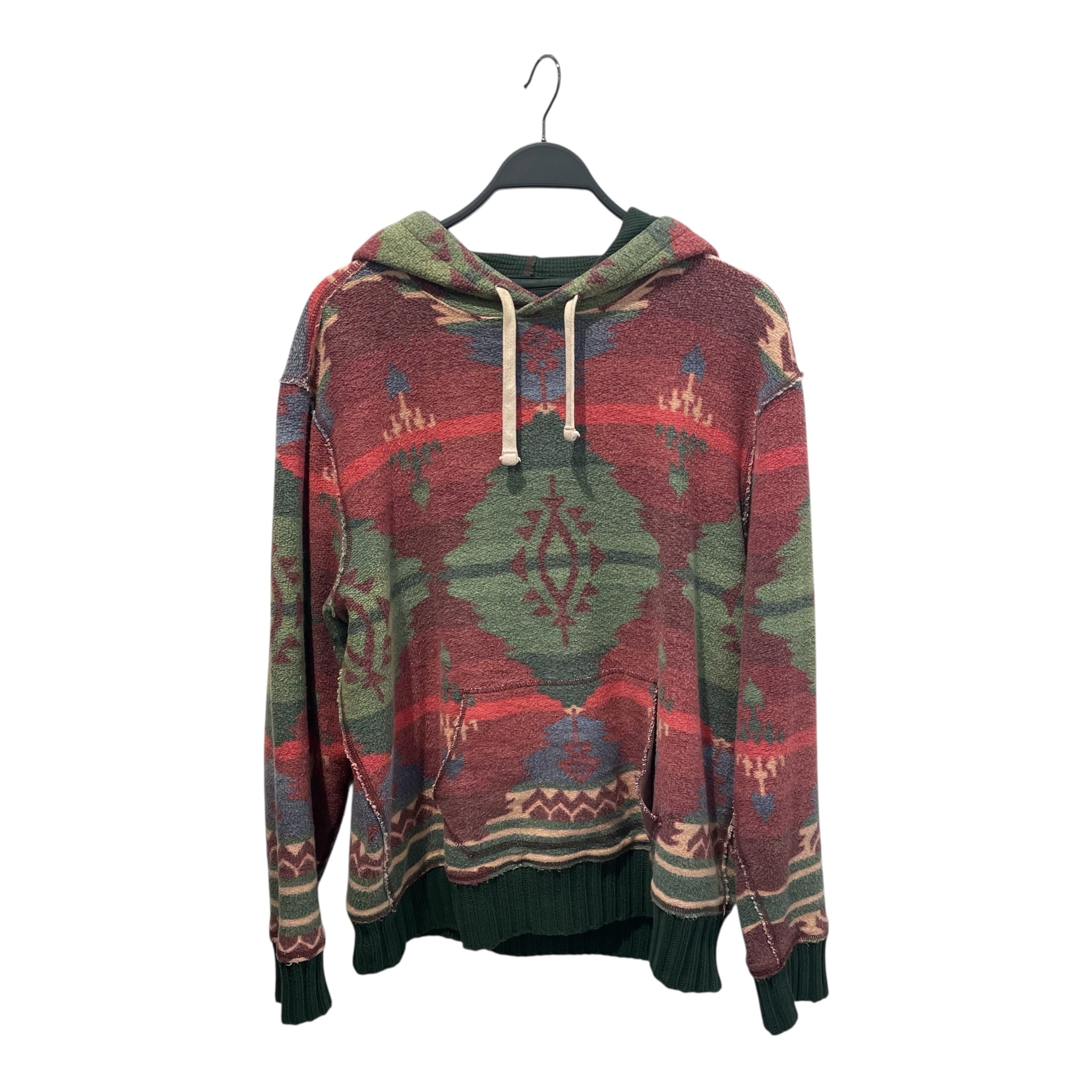 POLO RALPH LAUREN/Hoodie/L/All Over Print/Cotton/RED/AZTEC PATTERN view 1