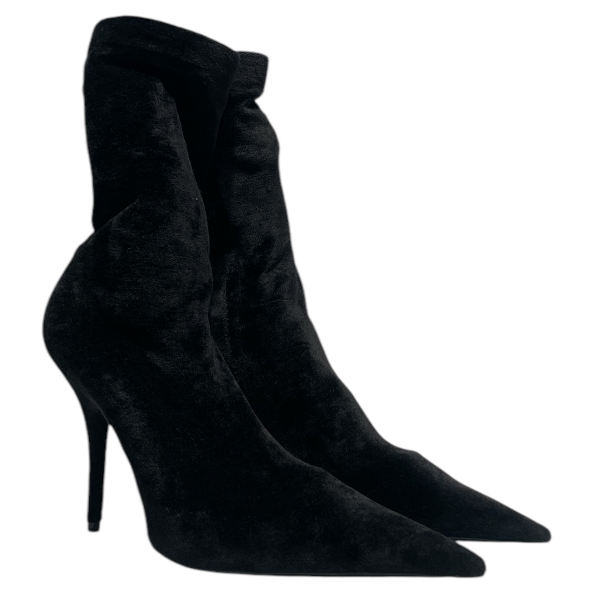BALENCIAGA/Heels/EU 37/BLK/velvet knife bootie view 1