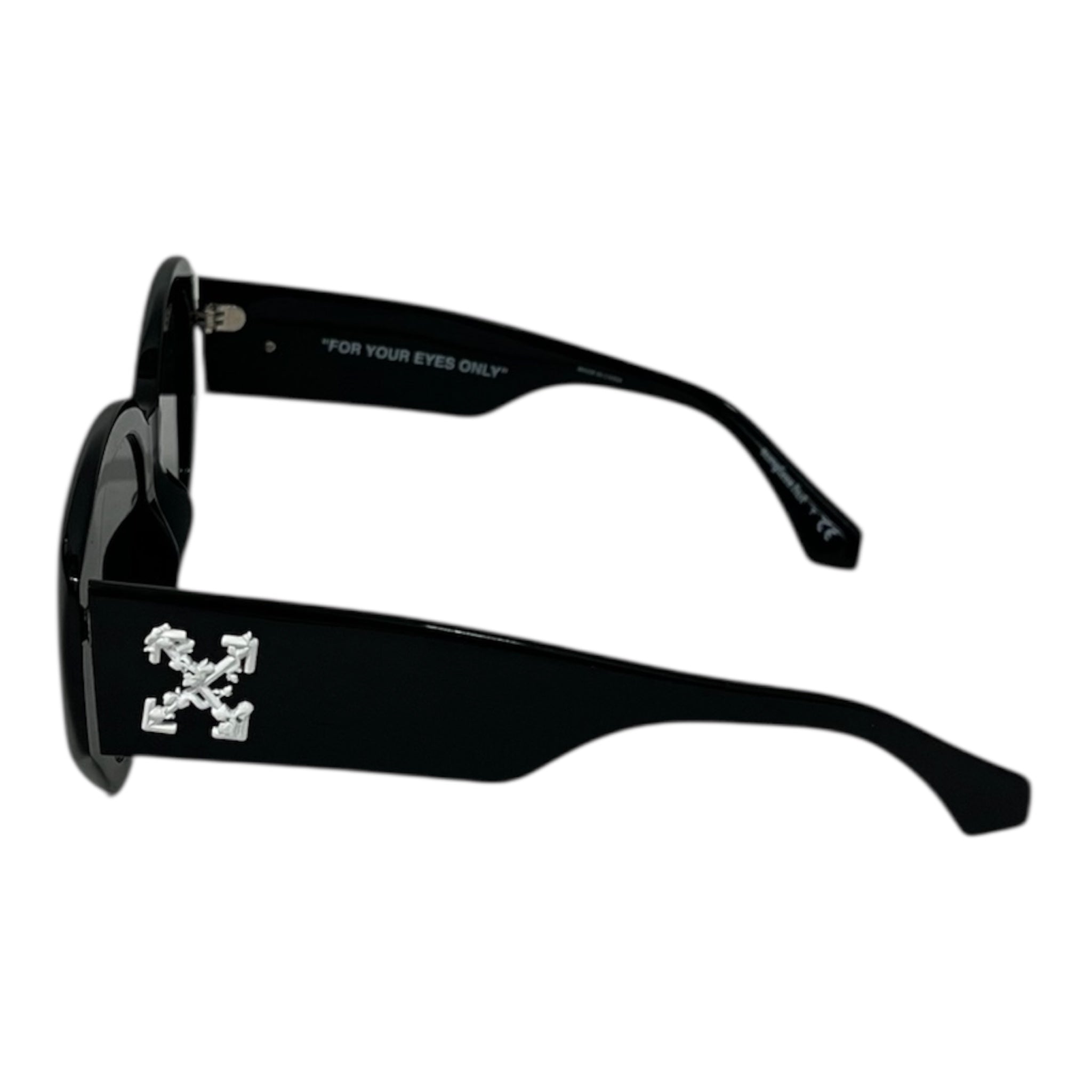 OFF-WHITE/Sunglasses/Plastic/BLK/white X on arms/ oval frame view 2