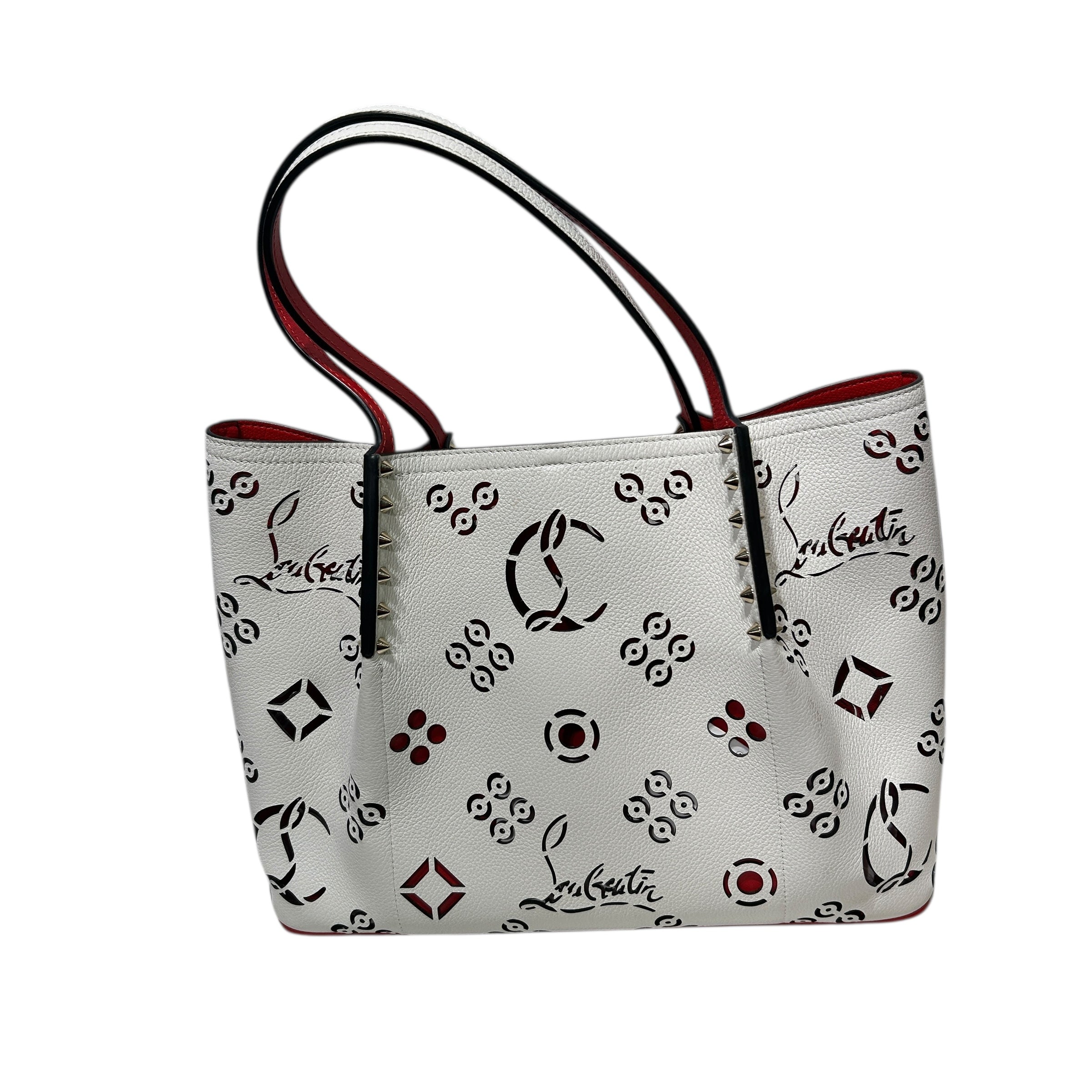 Christian Louboutin/Hand Bag/Leather/WHT/Logo Cut Outs view 1